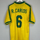1997/98 BRAZIL R.CARLOS #6 HOME SHIRT (L) NIKE