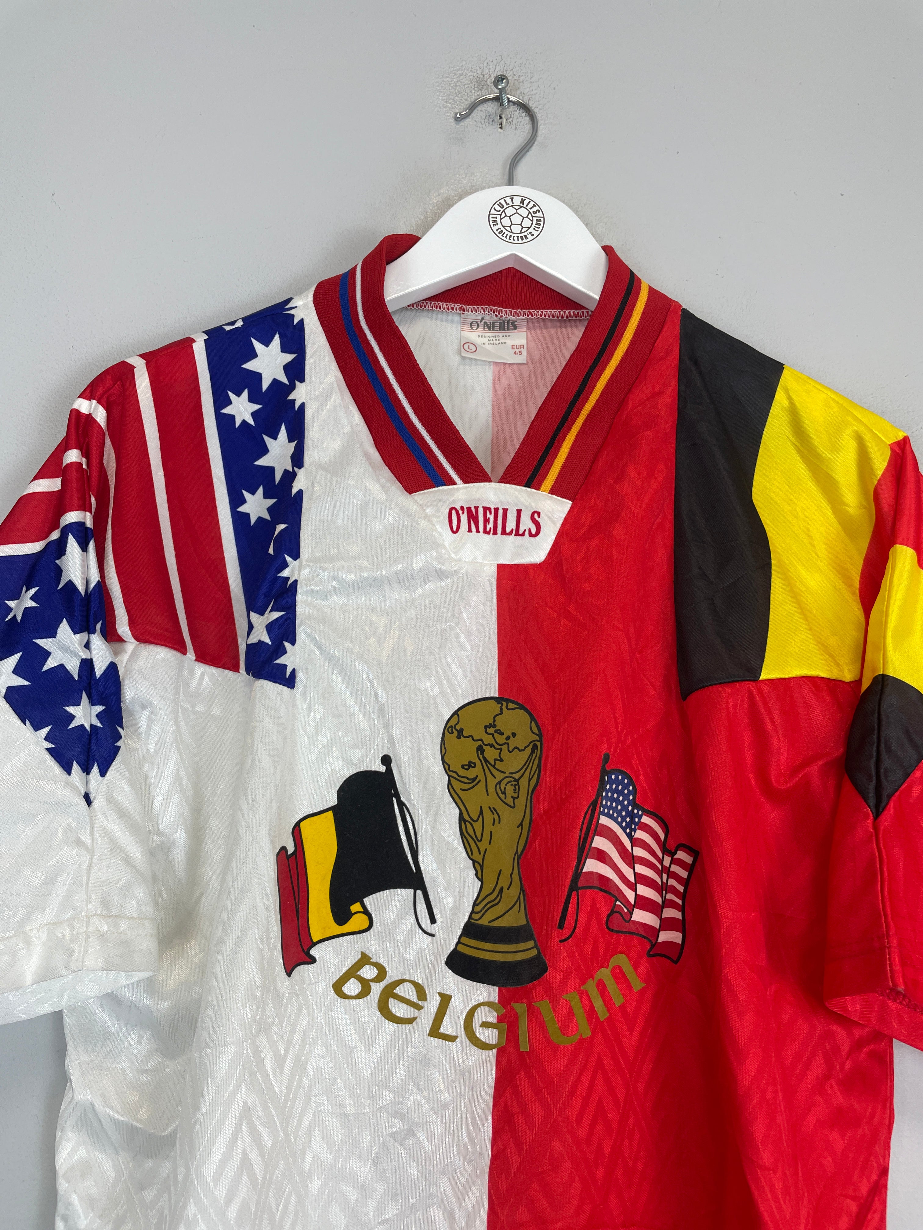 Shop 1994 BELGIUM X USA WORLD CUP 94 SHIRT (L) O'NEILLS, classic football shirts, vintage football shirts & retro soccer jerseys at Cult Kits
