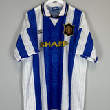 1994/96 MANCHESTER UNITED CANTONA #7 THIRD SHIRT (XL) UMBRO