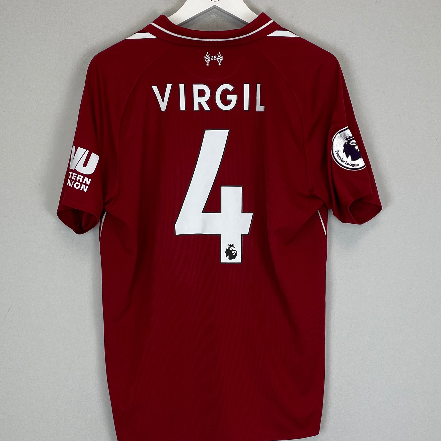 Shop 2018/19 LIVERPOOL VIRGIL #4 HOME SHIRT (L) NEW BALANCE, classic football shirts, vintage football shirts & retro soccer jerseys at Cult Kits