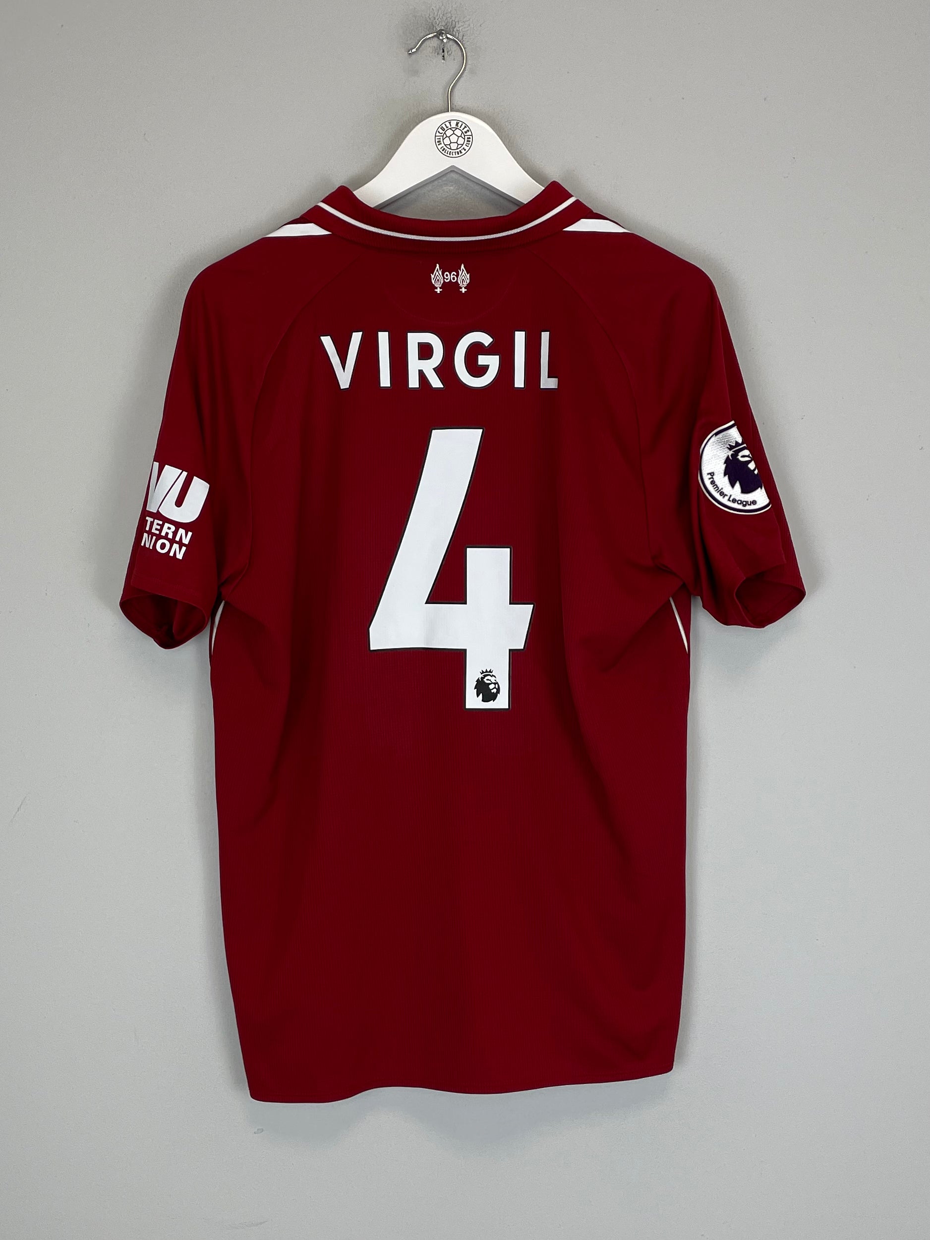 Shop 2018/19 LIVERPOOL VIRGIL #4 HOME SHIRT (L) NEW BALANCE, classic football shirts, vintage football shirts & retro soccer jerseys at Cult Kits