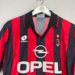 Shop 1995/96 AC MILAN WEAH #9 HOME SHIRT (M) LOTTO, classic football shirts, vintage football shirts & retro soccer jerseys at Cult Kits
