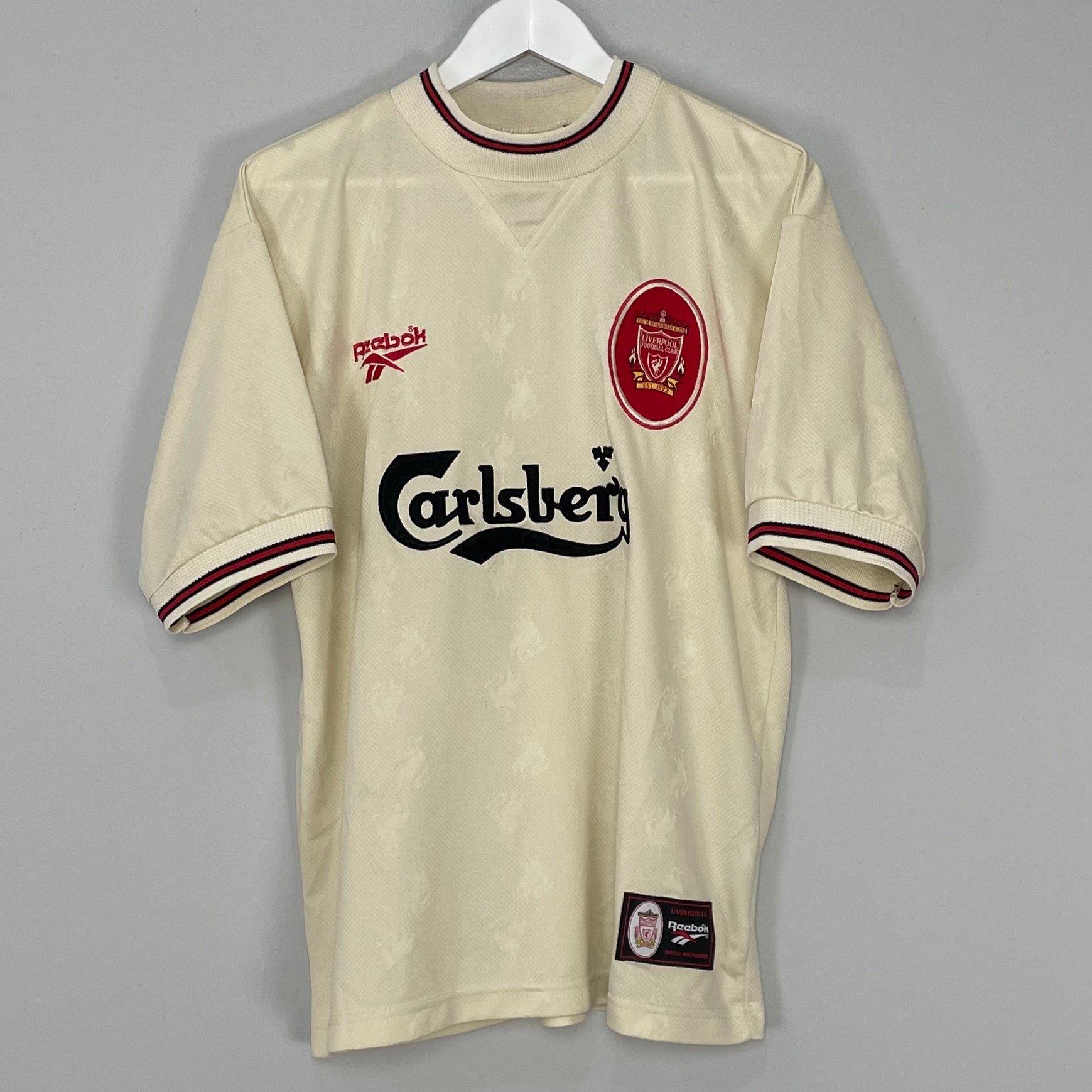 Shop 1996/97 LIVERPOOL AWAY SHIRT (M) REEBOK, classic football shirts, vintage football shirts & retro soccer jerseys at Cult Kits