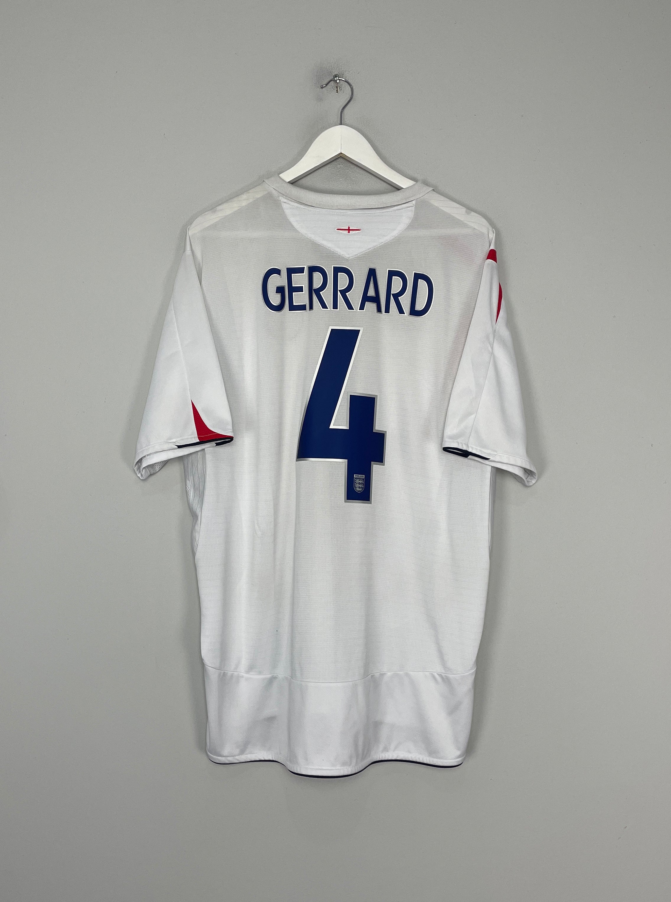 Shop 2005/07 ENGLAND GERRARD #4 HOME SHIRT (XXL) UMBRO, classic football shirts, vintage football shirts & retro soccer jerseys at Cult Kits