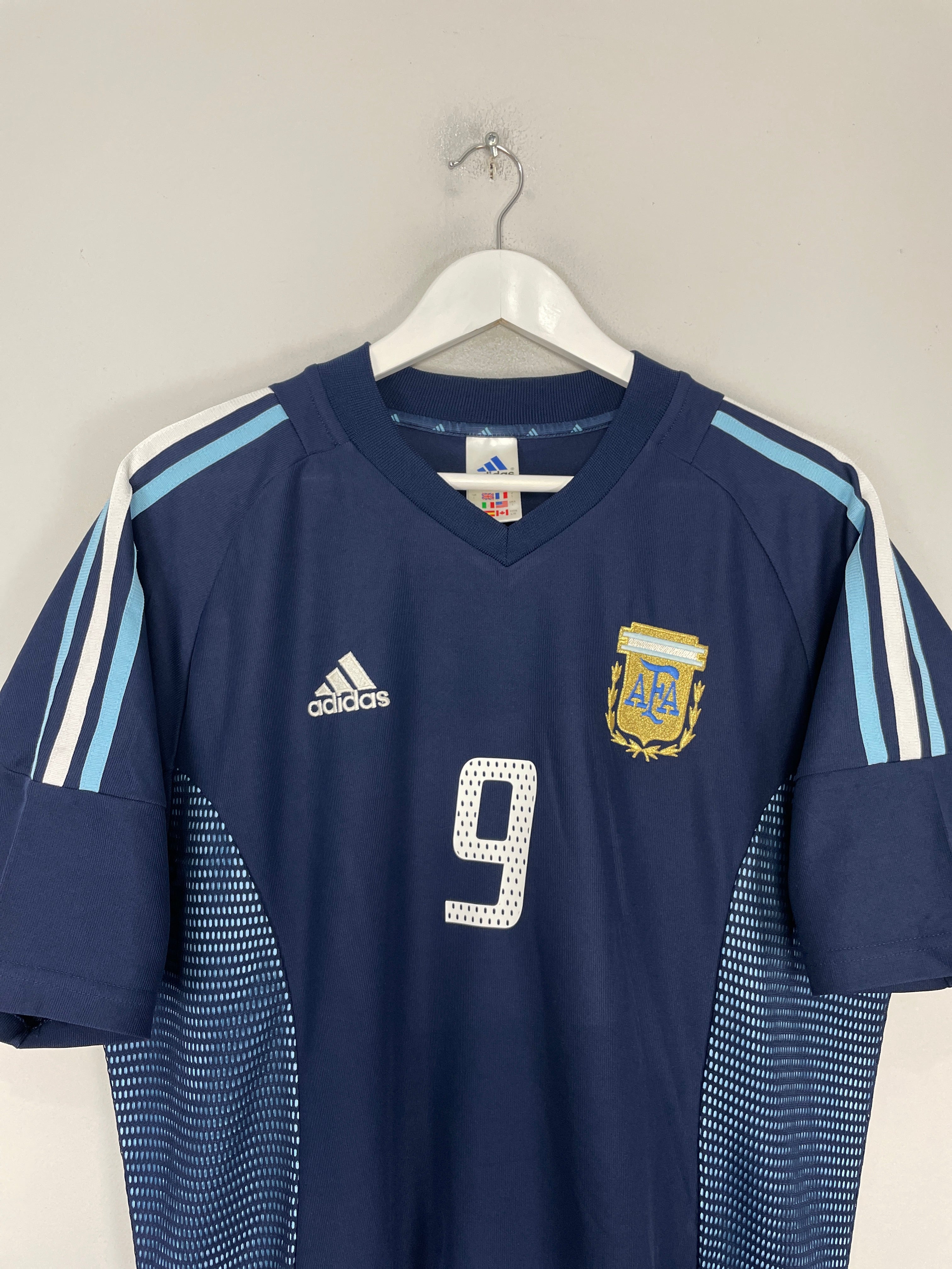 Shop 2002/04 ARGENTINA BATISTUTA #9 AWAY SHIRT (L) ADIDAS, classic football shirts, vintage football shirts & retro soccer jerseys at Cult Kits