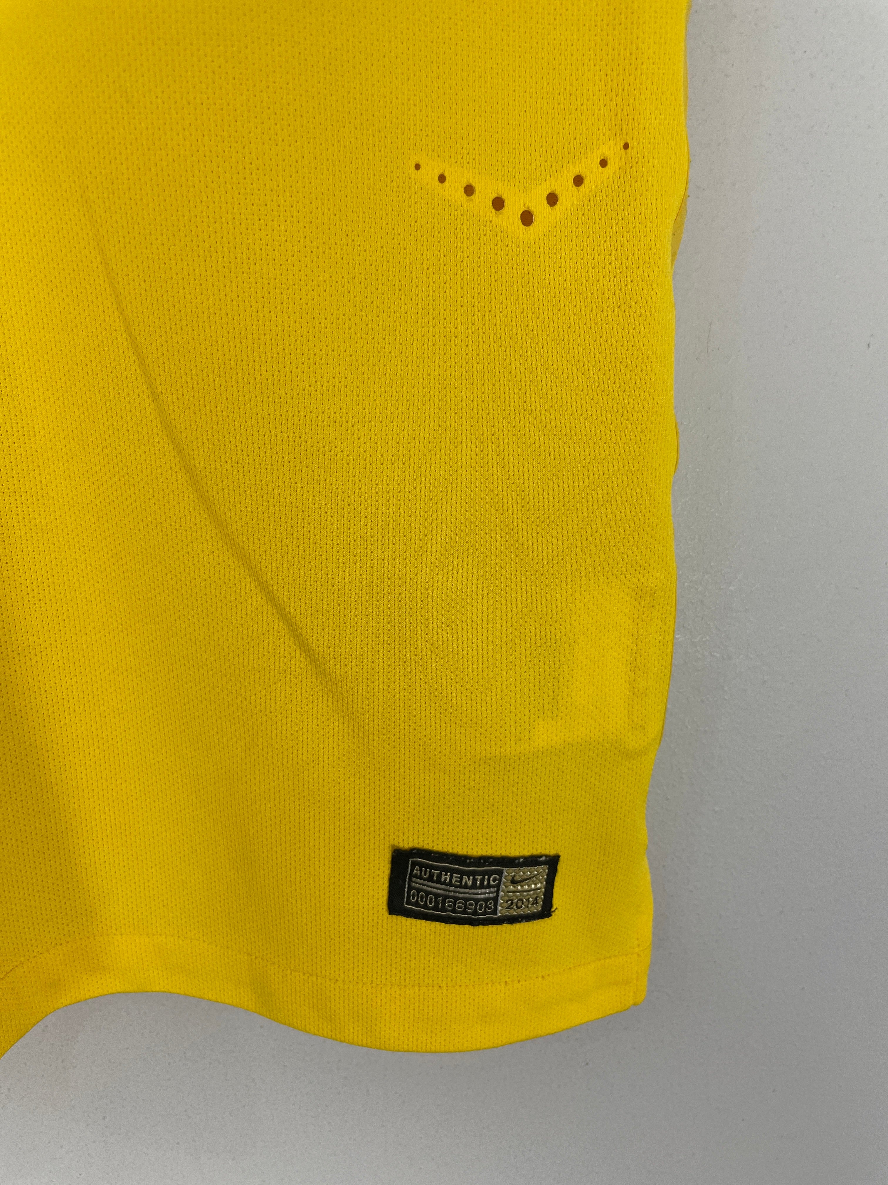 Shop 2014/15 BRAZIL NEYMAR JR #10 *AUTHENTIC* HOME SHIRT (M) NIKE, classic football shirts, vintage football shirts & retro soccer jerseys at Cult Kits