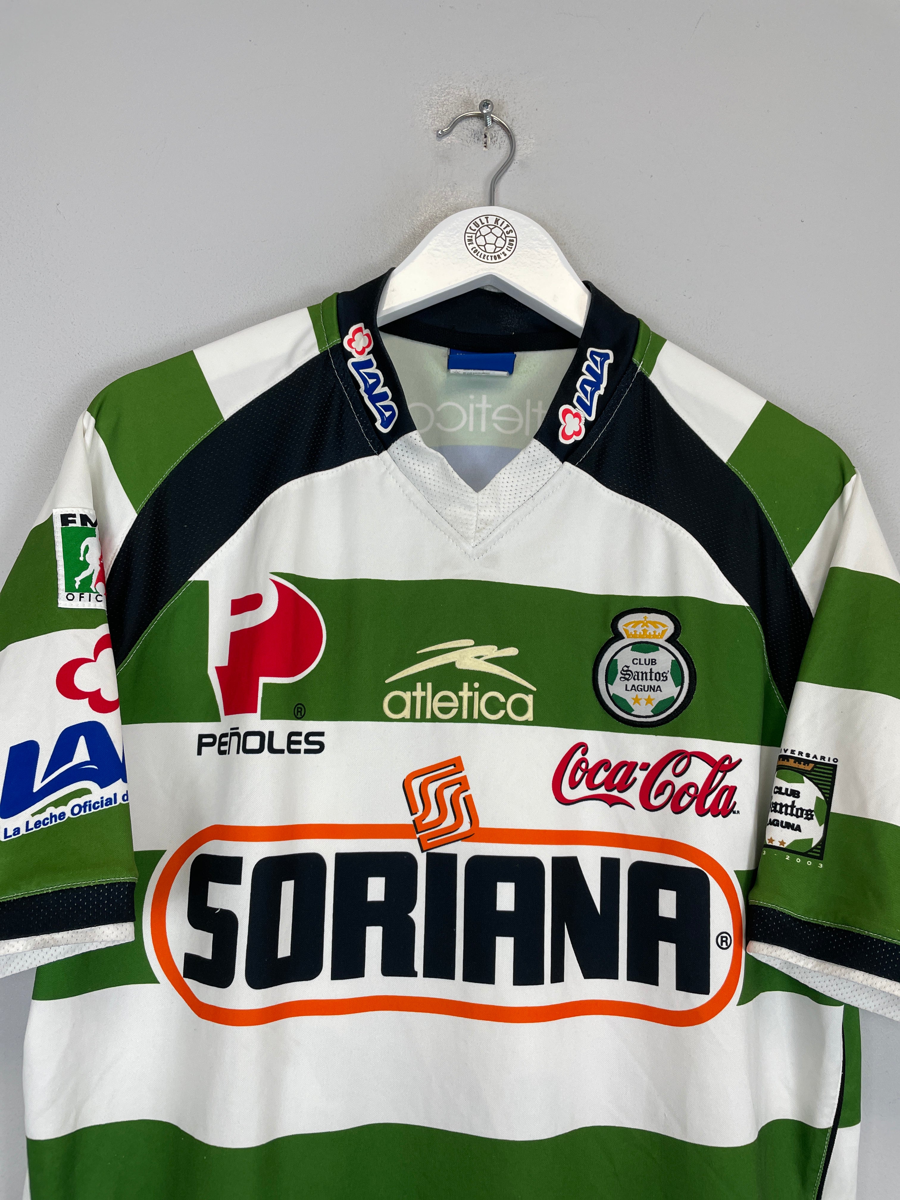 Shop 2003/04 SANTOS LAGUNA HOME SHIRT (M) ATLETICA, classic football shirts, vintage football shirts & retro soccer jerseys at Cult Kits