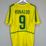 2002/04 BRAZIL RONALDO #9 HOME SHIRT (M) NIKE
