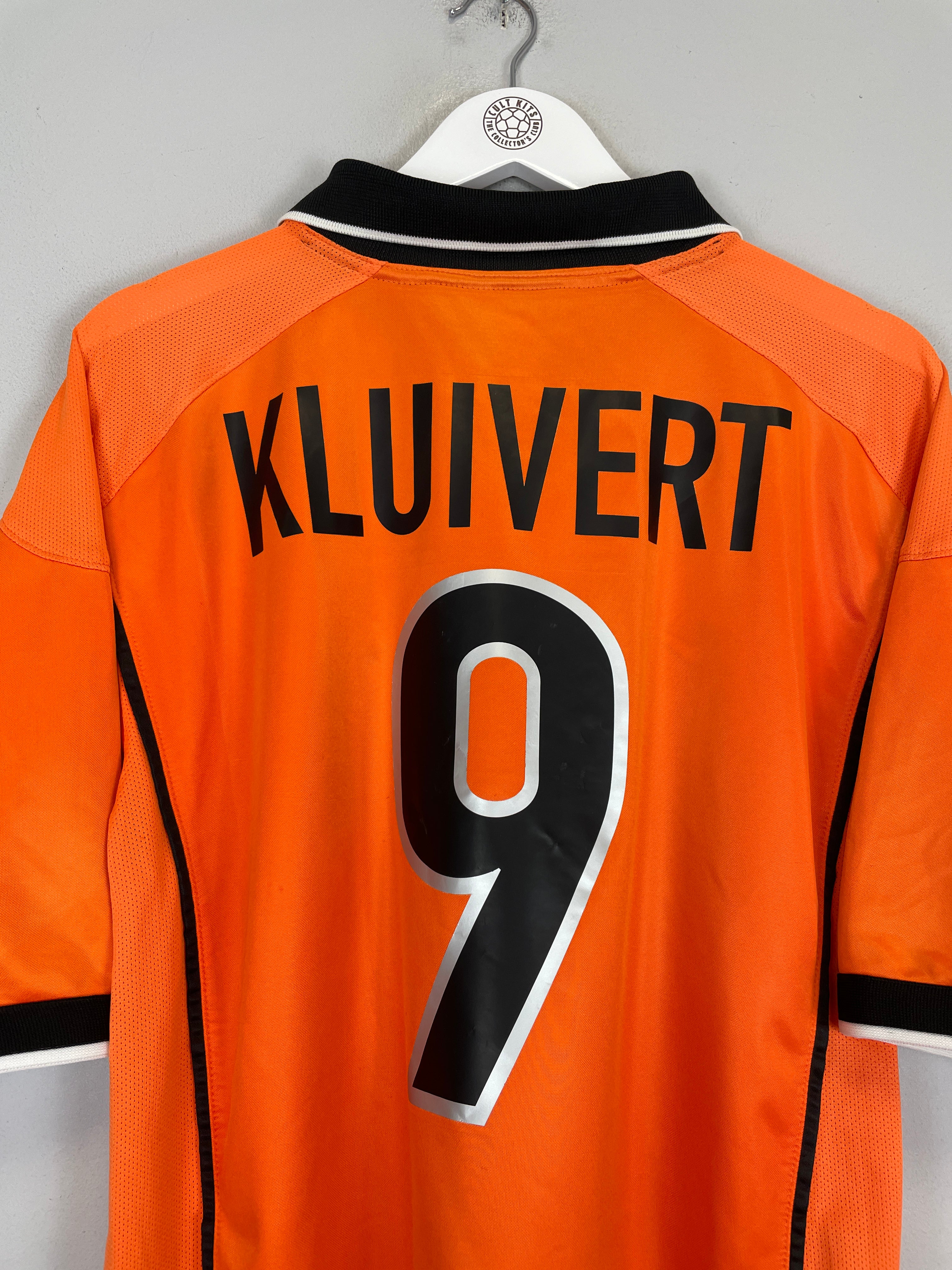 Shop 1998/00 NETHERLANDS KLUIVERT #9 HOME SHIRT (L) NIKE, classic football shirts, vintage football shirts & retro soccer jerseys at Cult Kits