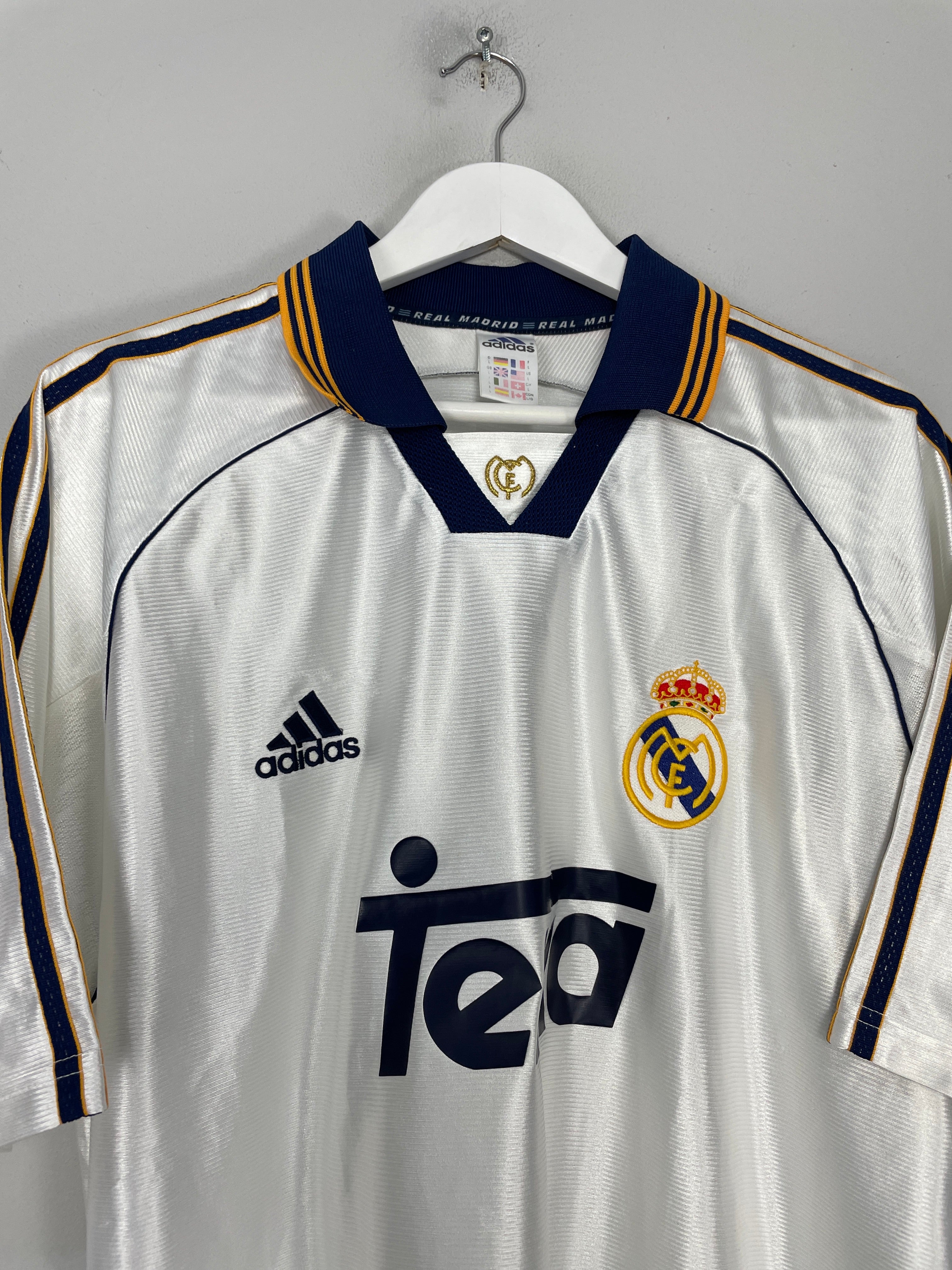 Shop 1998/00 REAL MADRID HOME SHIRT (L) ADIDAS, classic football shirts, vintage football shirts & retro soccer jerseys at Cult Kits