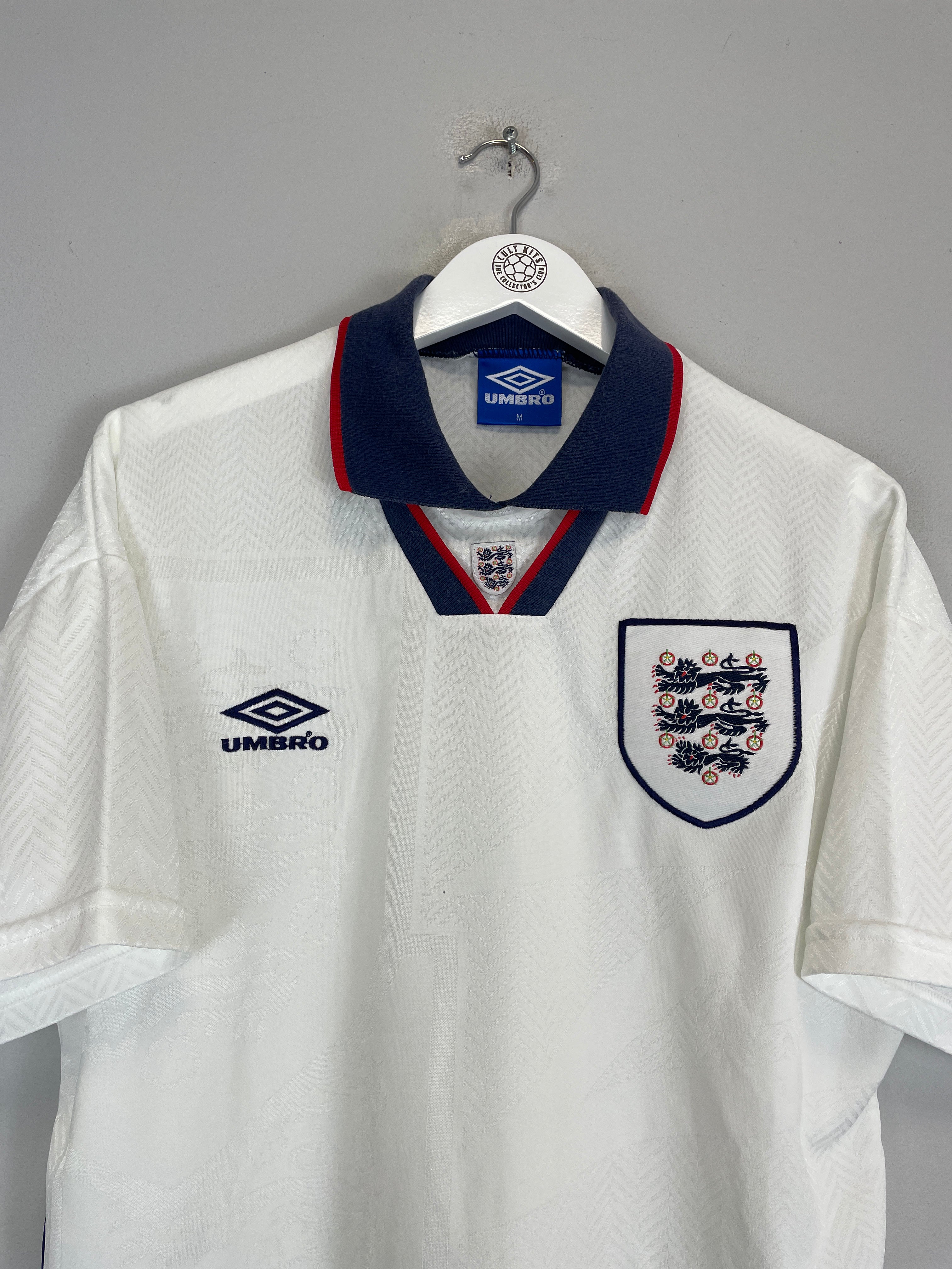 Shop 1993/95 ENGLAND HOME SHIRT (M) UMBRO, classic football shirts, vintage football shirts & retro soccer jerseys at Cult Kits