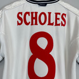 1999/01 ENGLAND SCHOLES #8 HOME SHIRT (M) UMBRO