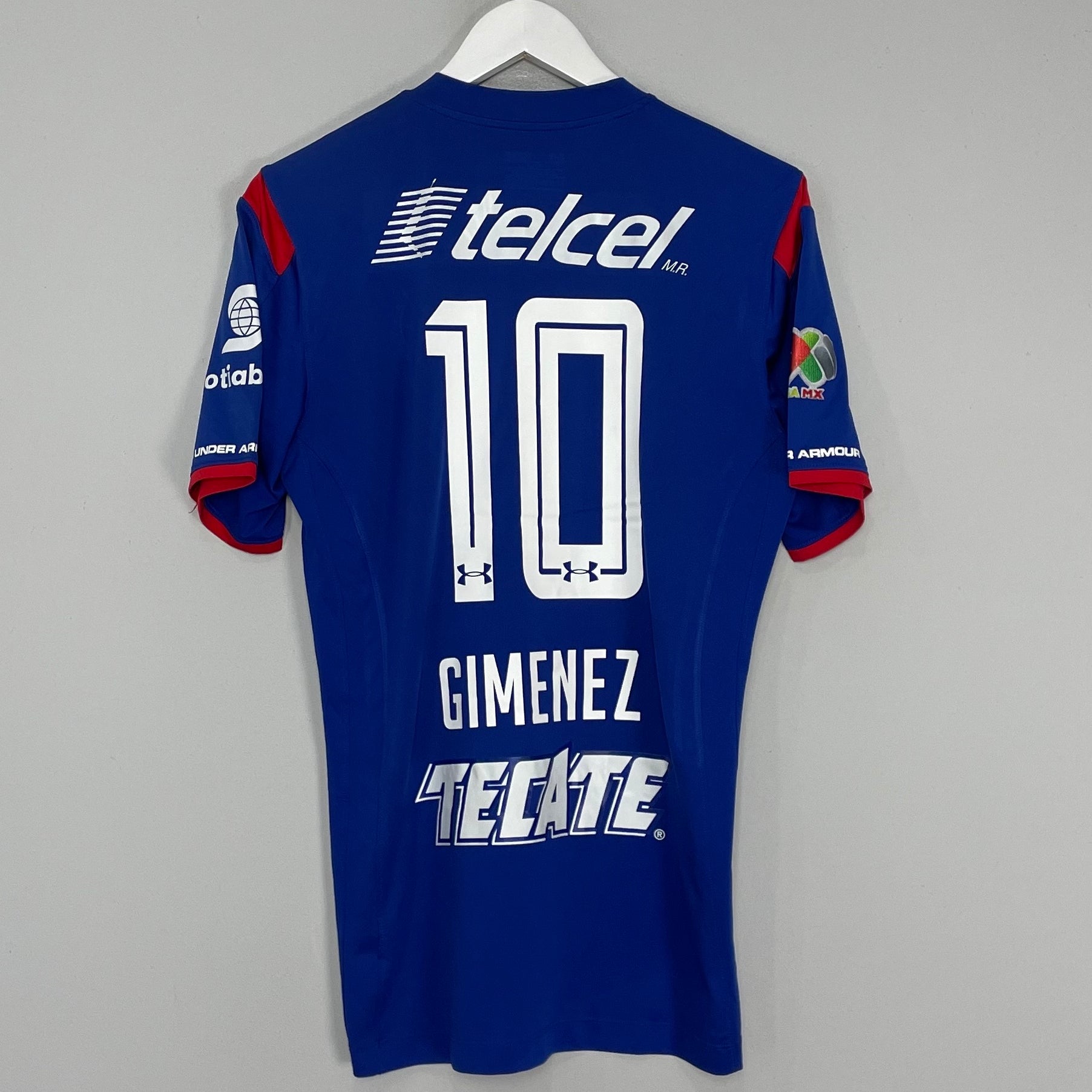 Shop 2014/15 CRUZ AZUL GIMENEZ #10 HOME SHIRT (M) UNDER ARMOUR, classic football shirts, vintage football shirts & retro soccer jerseys at Cult Kits