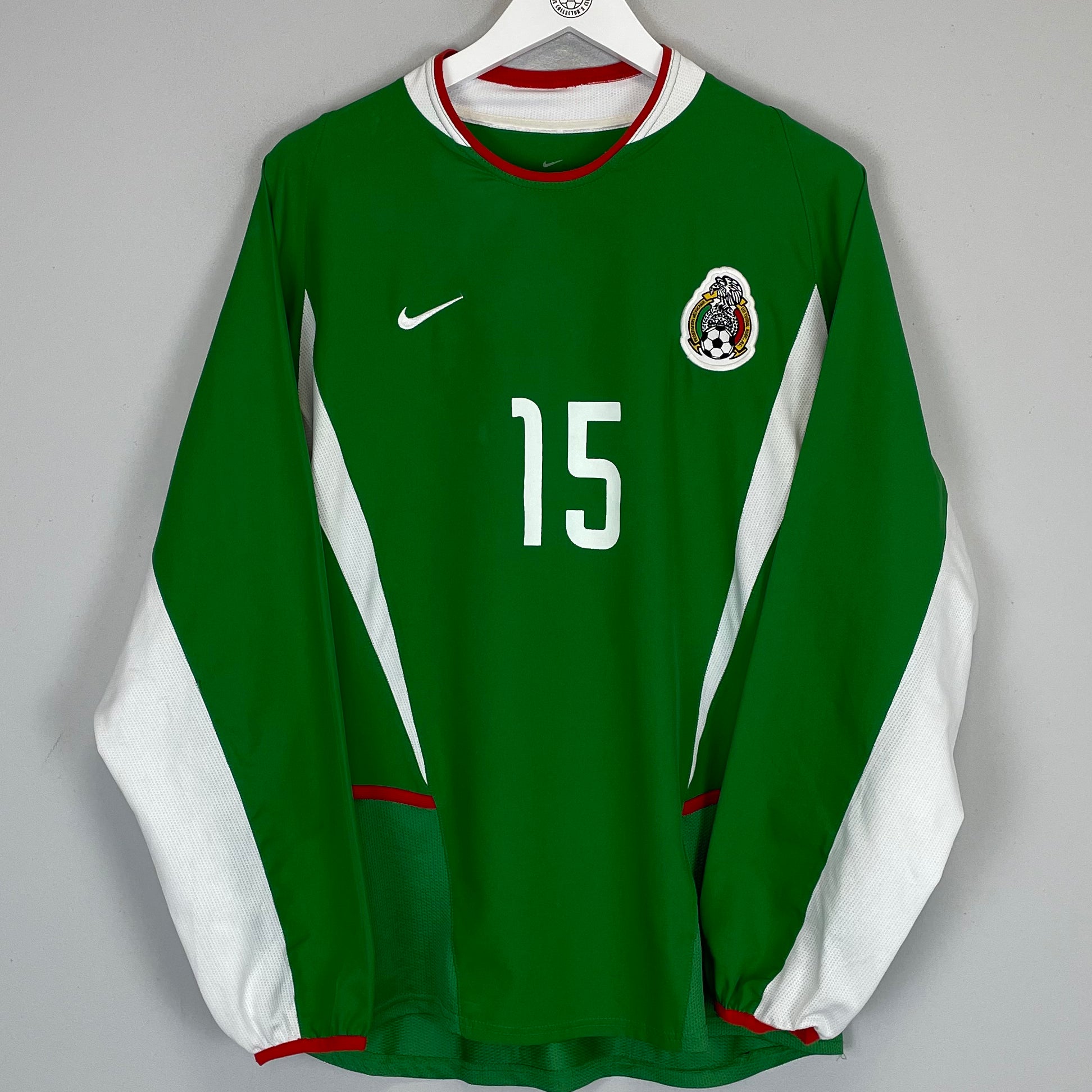 Shop 2003/04 MEXICO #15 L/S HOME SHIRT (M) NIKE, classic football shirts, vintage football shirts & retro soccer jerseys at Cult Kits