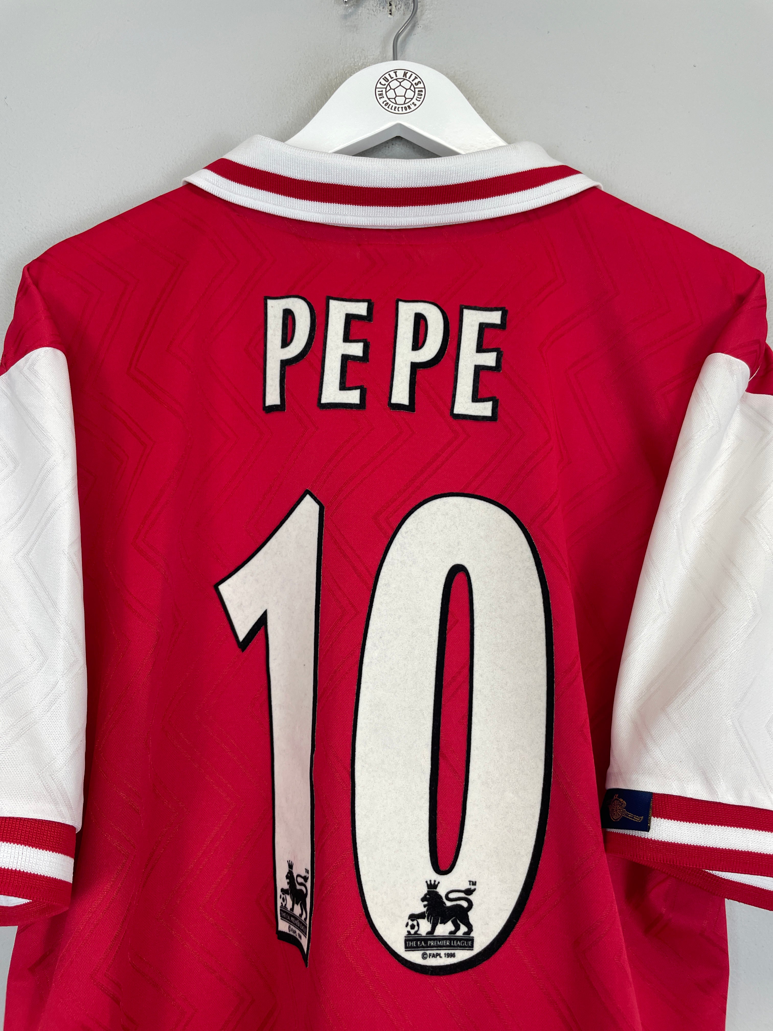 Shop 1996/98 ARSENAL PEPE #10 HOME SHIRT (XL) NIKE, classic football shirts, vintage football shirts & retro soccer jerseys at Cult Kits
