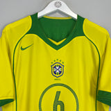 Shop 2004/06 BRAZIL R.CARLOS #3 HOME SHIRT (M) NIKE, classic football shirts, vintage football shirts & retro soccer jerseys at Cult Kits