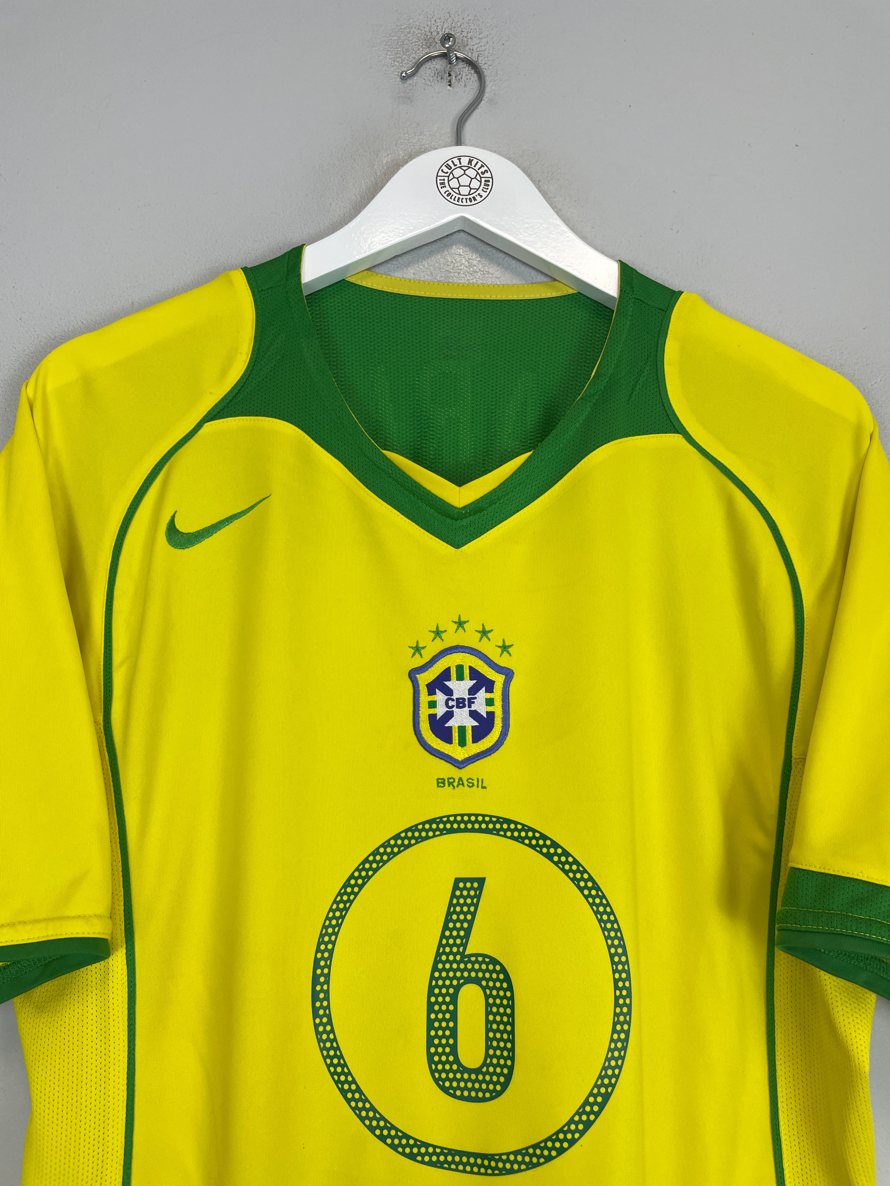 Shop 2004/06 BRAZIL R.CARLOS #3 HOME SHIRT (M) NIKE, classic football shirts, vintage football shirts & retro soccer jerseys at Cult Kits