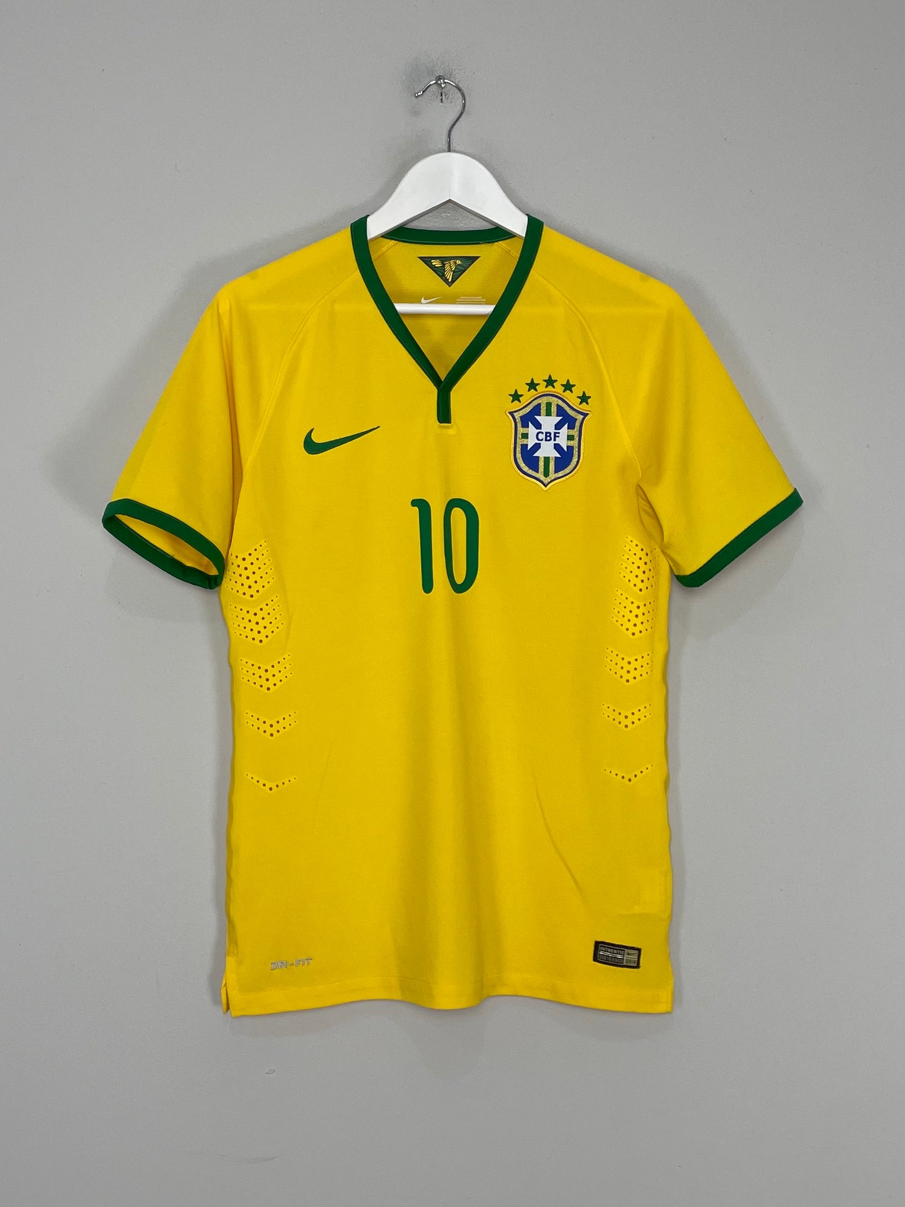 Shop 2014/15 BRAZIL NEYMAR JR #10 *AUTHENTIC* HOME SHIRT (M) NIKE, classic football shirts, vintage football shirts & retro soccer jerseys at Cult Kits