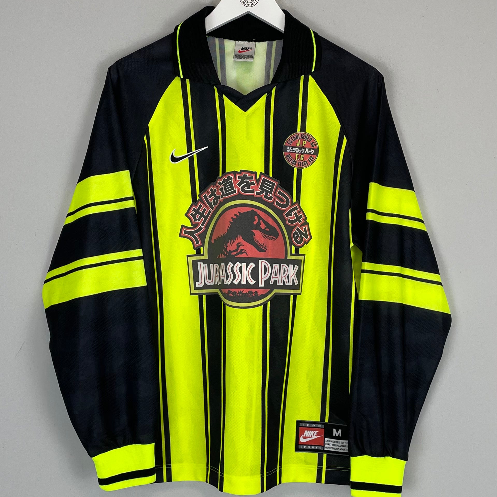 Shop 1997/98 JURASSIC PARK X JAPANESE MOVIE MASHUP *BNWT* L/S SHIRT (M) NIKE, classic football shirts, vintage football shirts & retro soccer jerseys at Cult Kits
