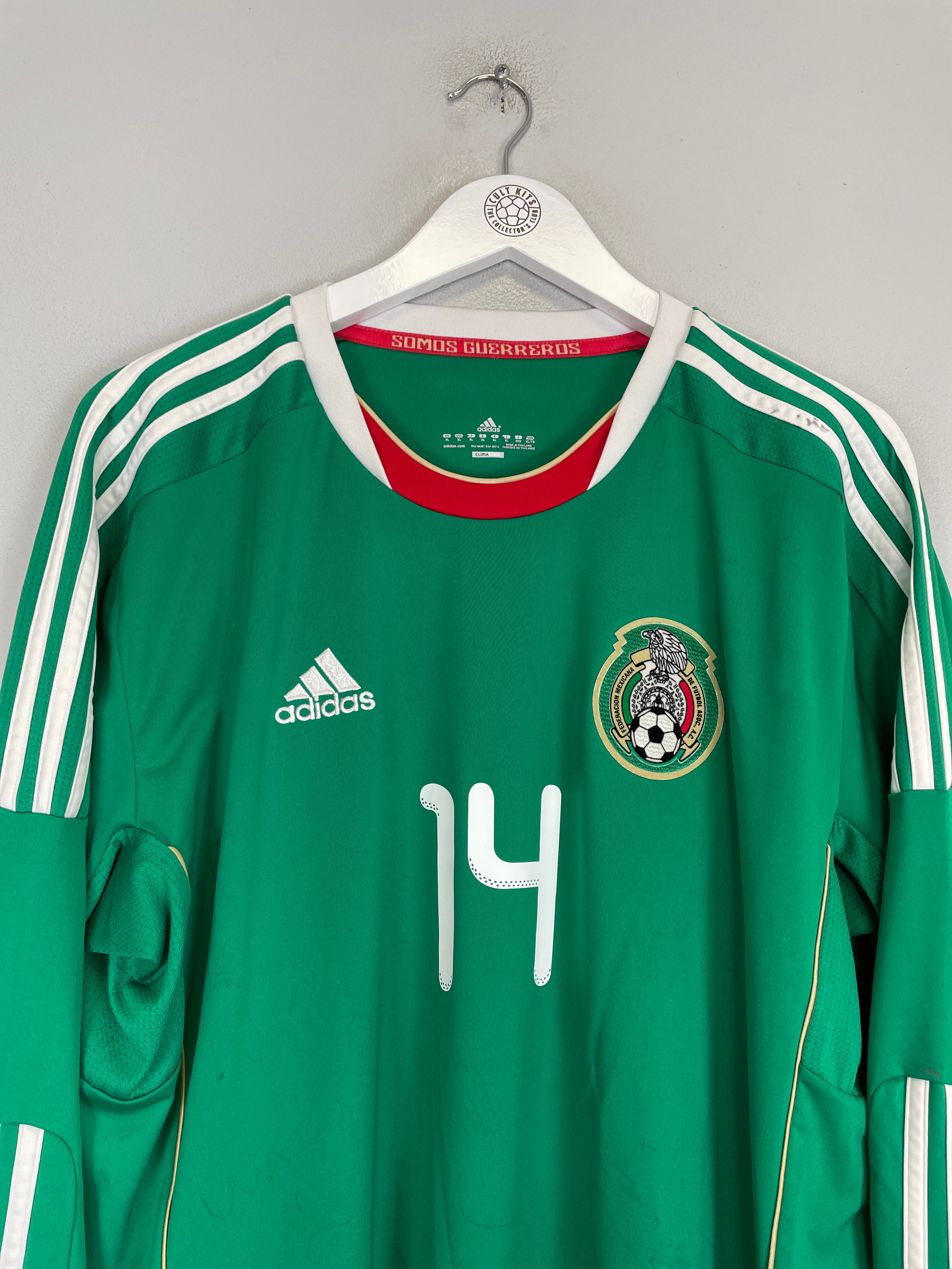 Shop 2011/12 MEXICO CHICHARITO #14 *SQUAD SIGNED* L/S HOME SHIRT (XL) ADIDAS, classic football shirts, vintage football shirts & retro soccer jerseys at Cult Kits