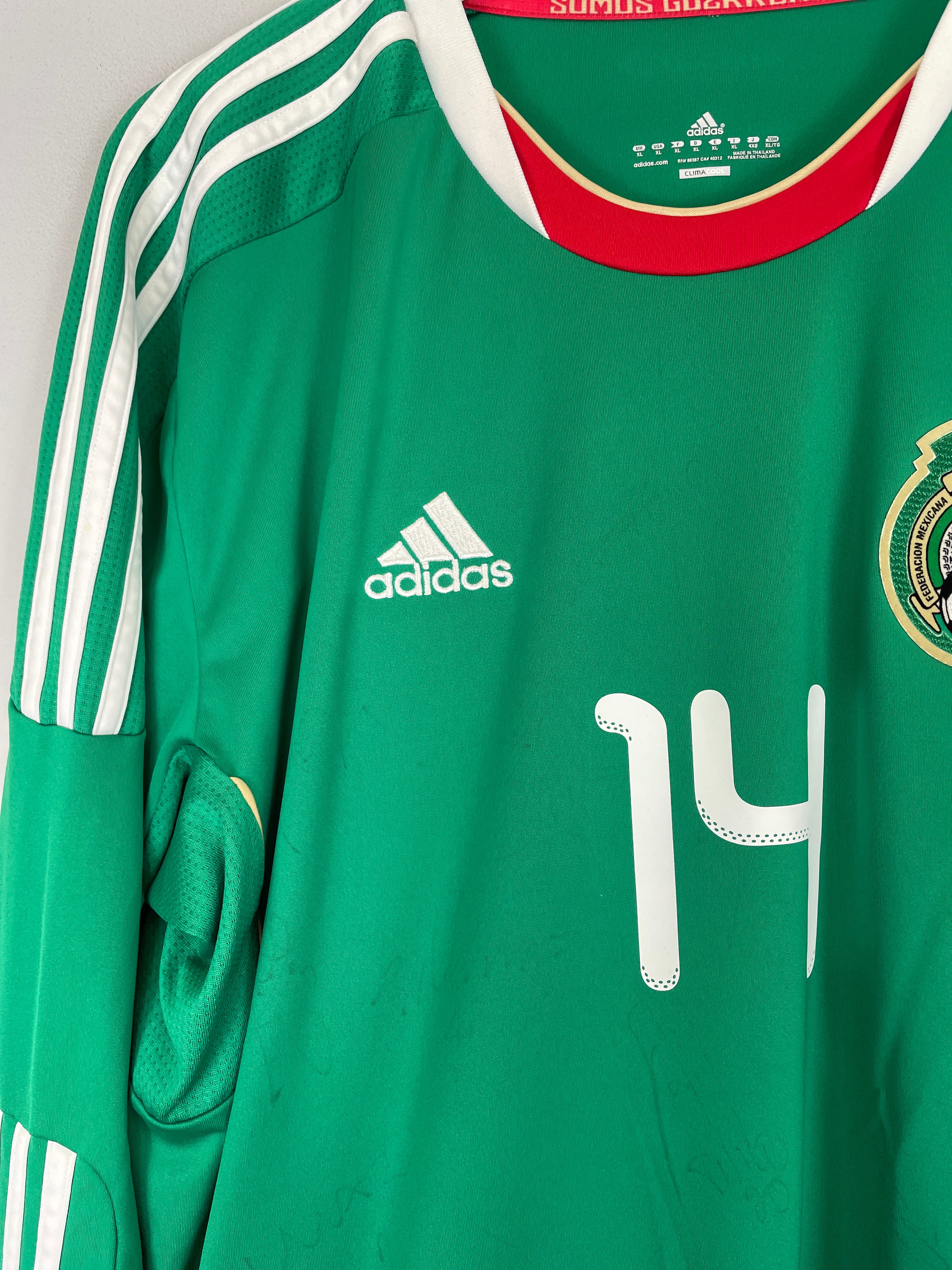 Shop 2011/12 MEXICO CHICHARITO #14 *SQUAD SIGNED* L/S HOME SHIRT (XL) ADIDAS, classic football shirts, vintage football shirts & retro soccer jerseys at Cult Kits