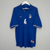 Shop 1997/98 ITALY CANNAVARO #4 HOME SHIRT (XL) NIKE, classic football shirts, vintage football shirts & retro soccer jerseys at Cult Kits