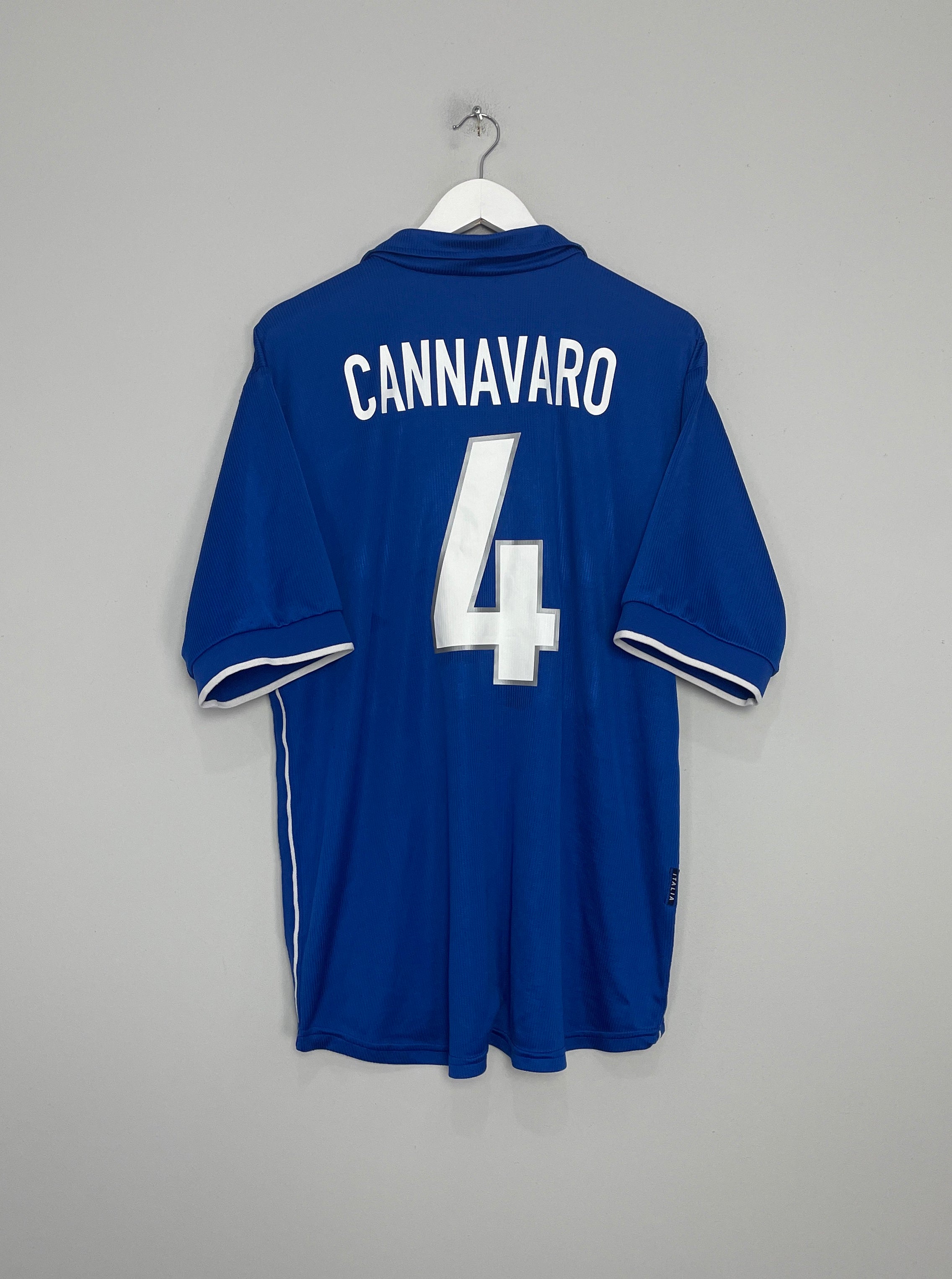 Shop 1997/98 ITALY CANNAVARO #4 HOME SHIRT (XL) NIKE, classic football shirts, vintage football shirts & retro soccer jerseys at Cult Kits