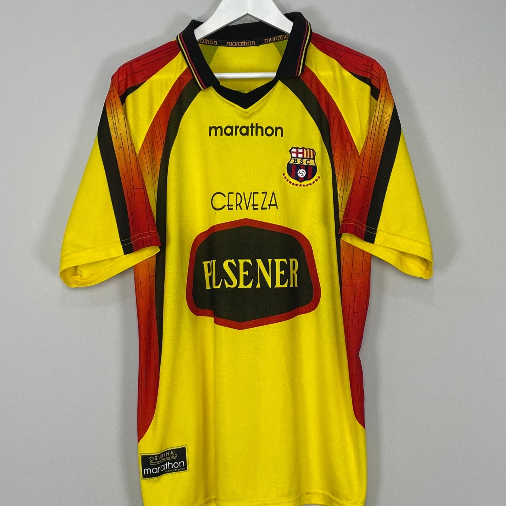 Shop 2001 SC BARCELONA HOME SHIRT (L) MARATHON, classic football shirts, vintage football shirts & retro soccer jerseys at Cult Kits