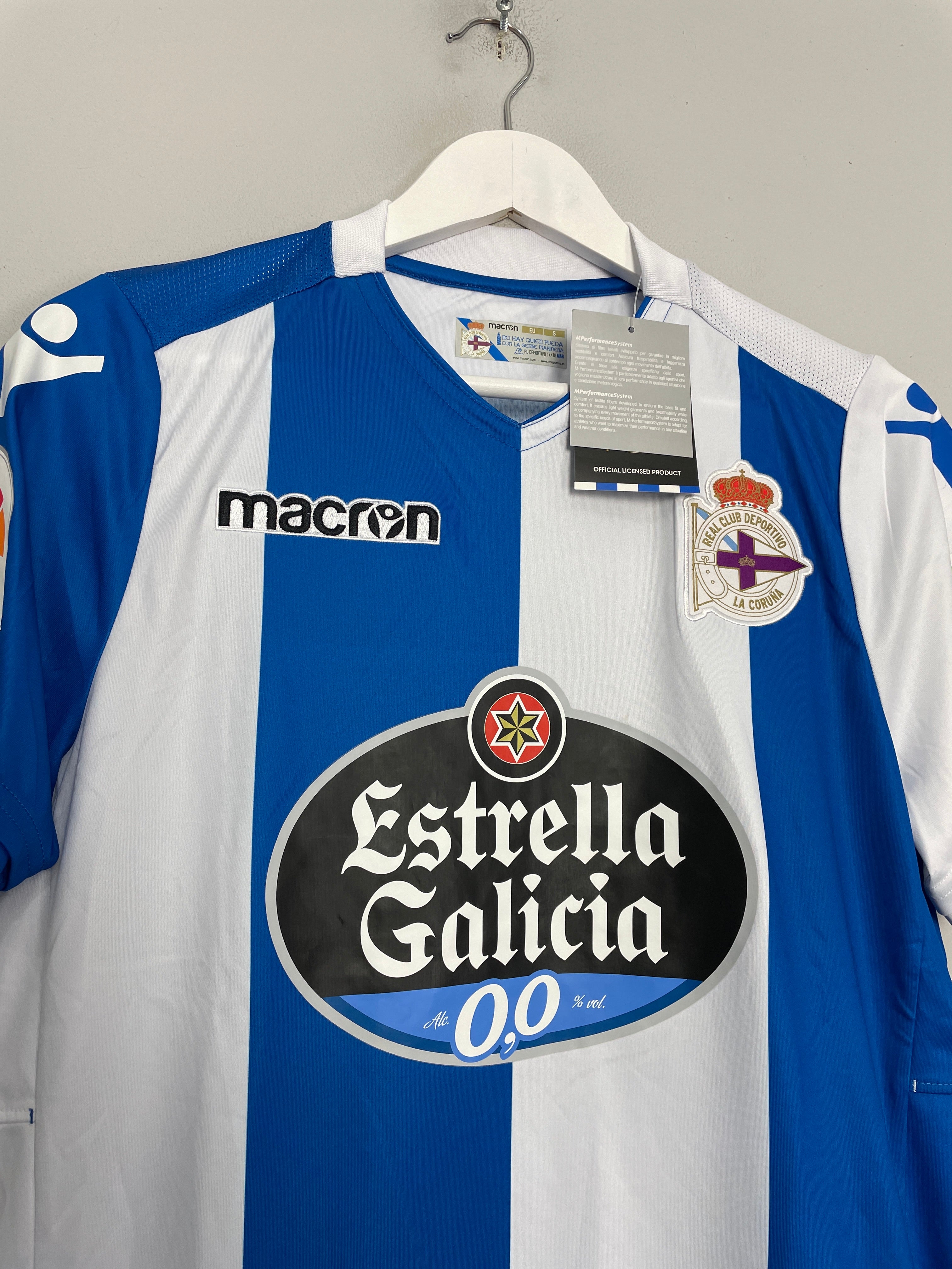 Shop 2017/18 DEPORTIVO LA CORUNA *BNWT* HOME SHIRT (S) MACRON, classic football shirts, vintage football shirts & retro soccer jerseys at Cult Kits