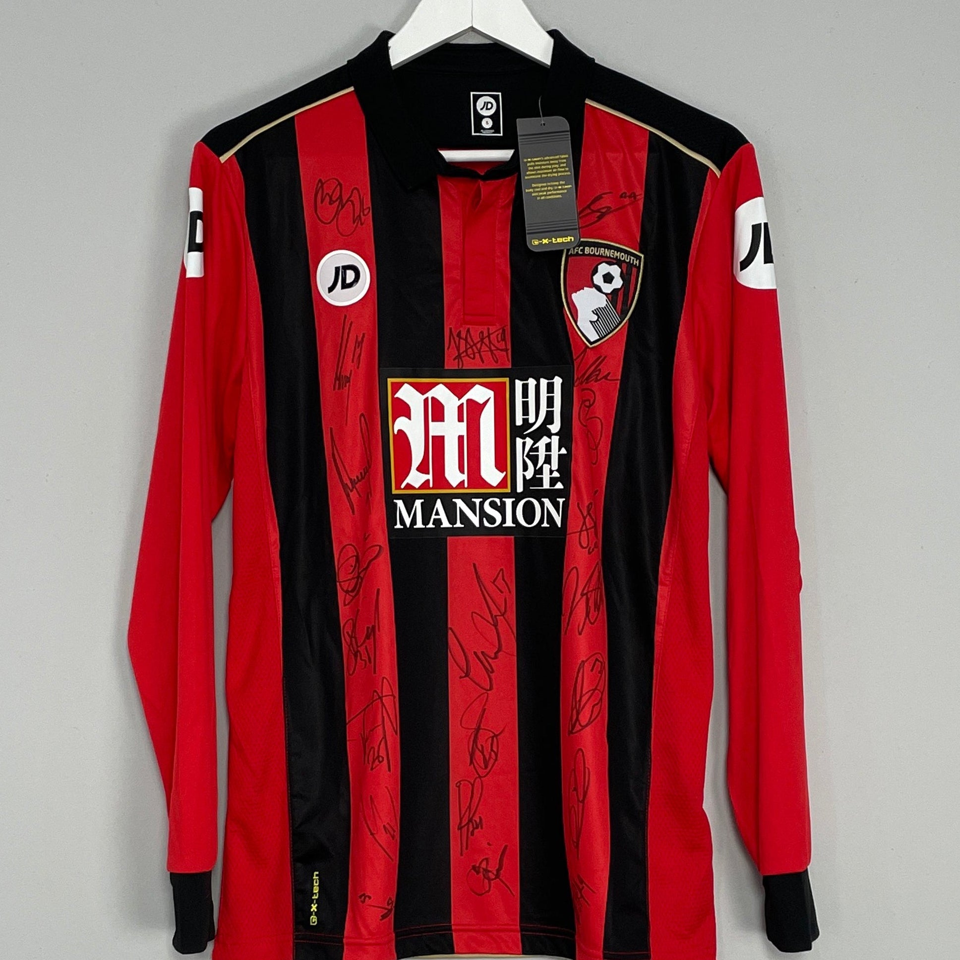 Shop 2016/17 BOURNEMOUTH *SQUAD SIGNED* BNWT L/S HOME SHIRT (S) JD, classic football shirts, vintage football shirts & retro soccer jerseys at Cult Kits