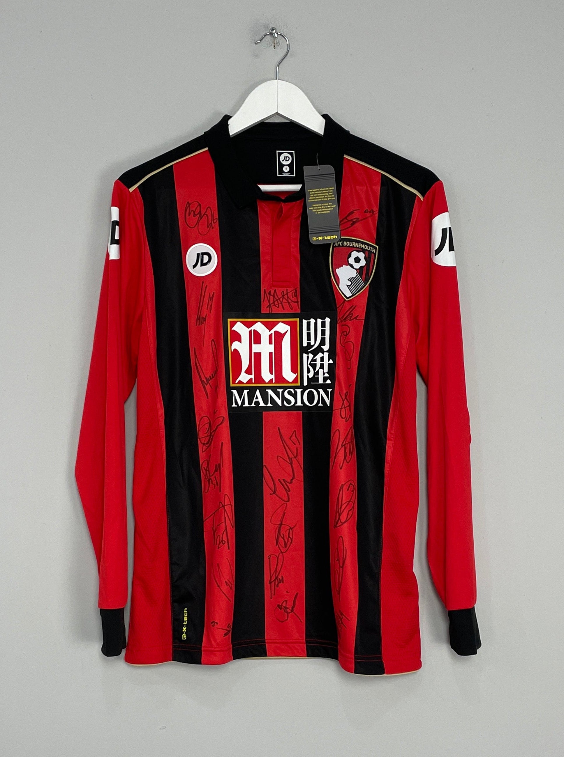 Shop 2016/17 BOURNEMOUTH *SQUAD SIGNED* BNWT L/S HOME SHIRT (S) JD, classic football shirts, vintage football shirts & retro soccer jerseys at Cult Kits