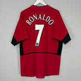 Shop 2002/04 MANCHESTER UNITED RONALDO #7 HOME SHIRT (XL) NIKE, classic football shirts, vintage football shirts & retro soccer jerseys at Cult Kits