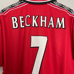 Shop 1998/00 MANCHESTER UNITED BECKHAM #7 HOME SHIRT (XL) UMBRO, classic football shirts, vintage football shirts & retro soccer jerseys at Cult Kits