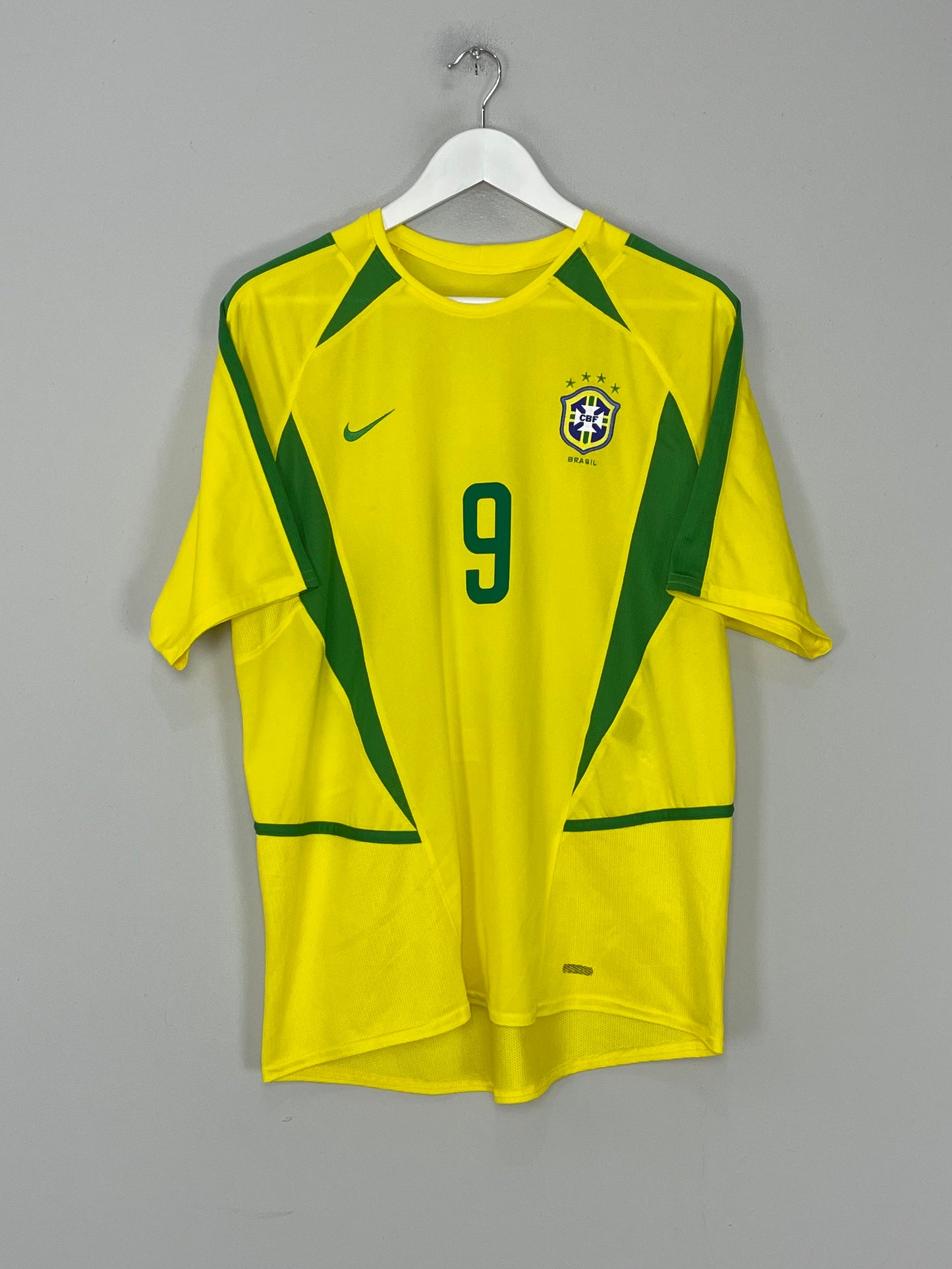 2002/04 BRAZIL RONALDO #9 HOME SHIRT (M) NIKE