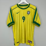 1998/00 BRAZIL RONALDO #9 HOME SHIRT (M) NIKE