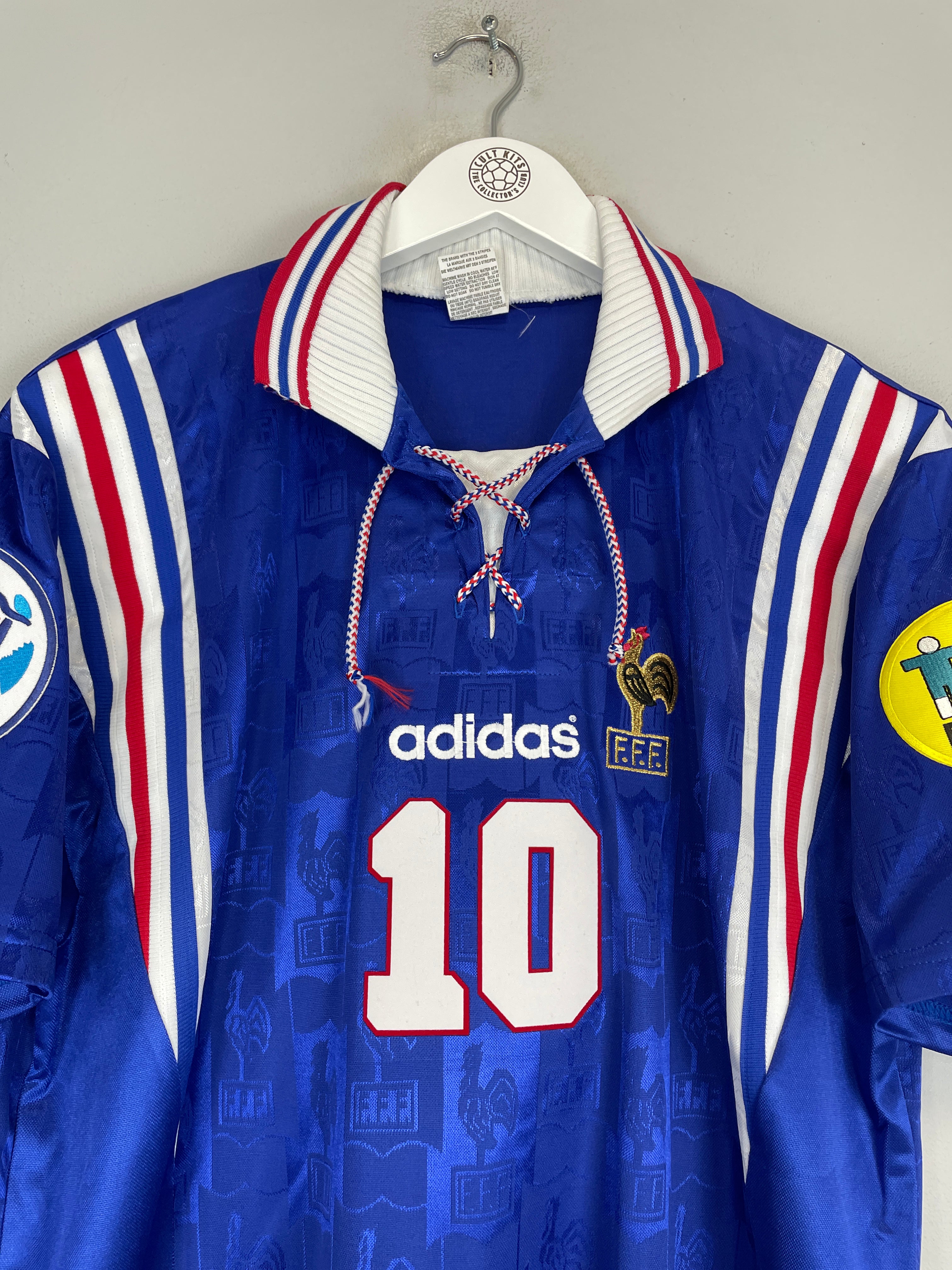 Shop 1996/98 FRANCE ZIDANE #10 *MINT* HOME SHIRT (L) ADIDAS, classic football shirts, vintage football shirts & retro soccer jerseys at Cult Kits