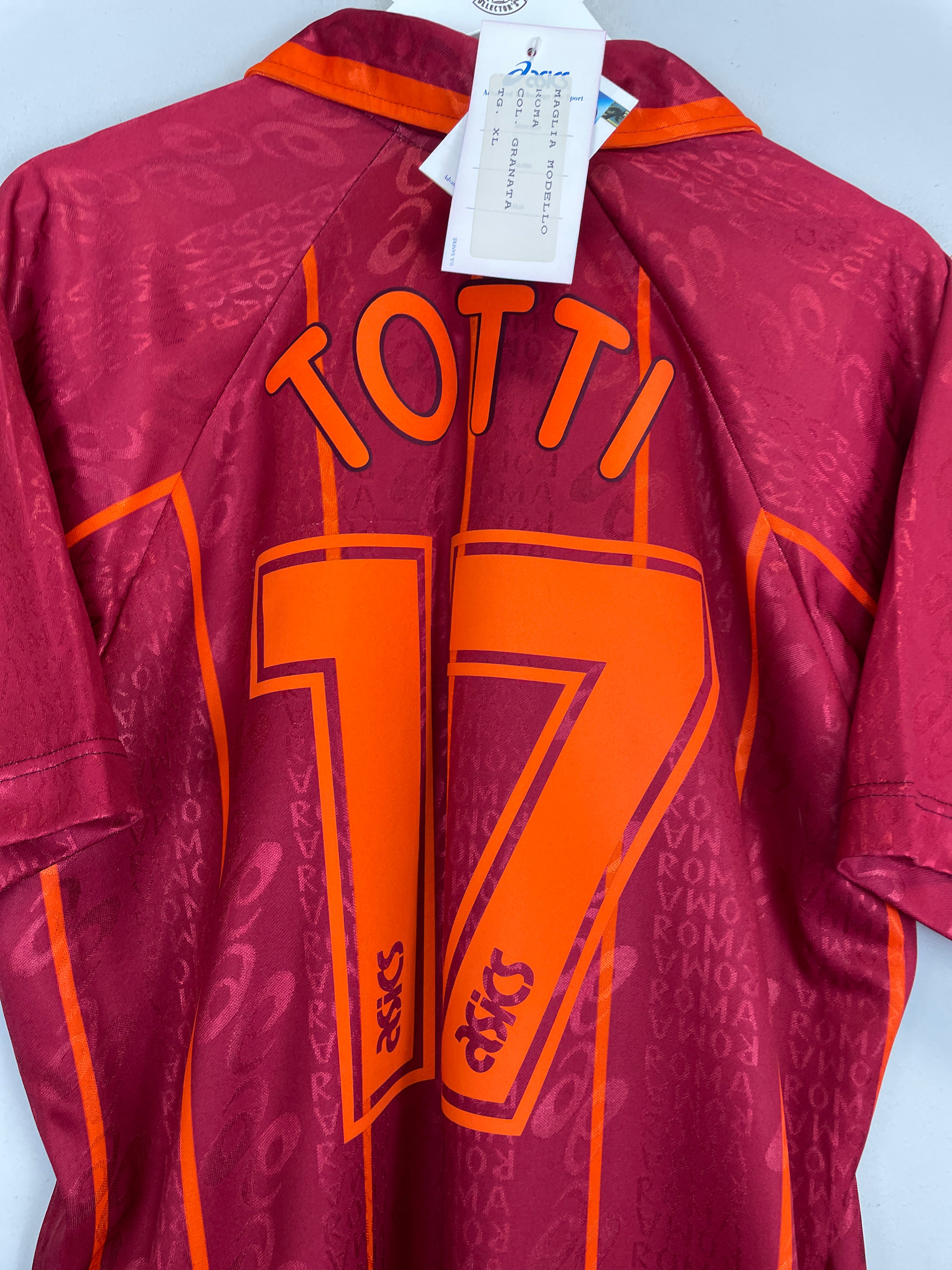 Shop 1996/97 ROMA TOTTI #17 *BNWT* HOME SHIRT (XL) ASICS, classic football shirts, vintage football shirts & retro soccer jerseys at Cult Kits