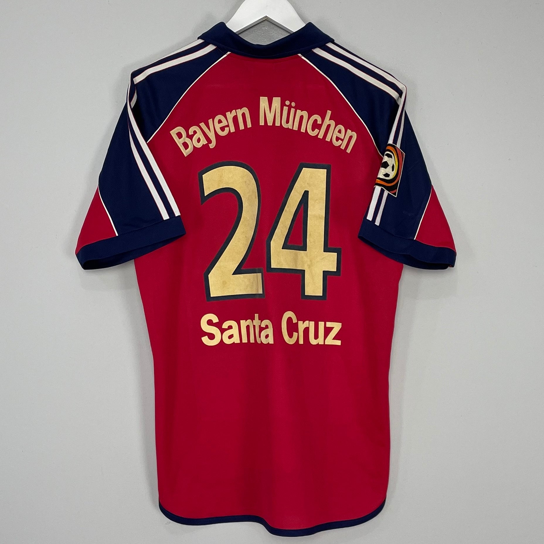 Shop 1999/01 BAYERN MUNICH SANTA CRUZ #24 HOME SHIRT (M) ADIDAS, classic football shirts, vintage football shirts & retro soccer jerseys at Cult Kits