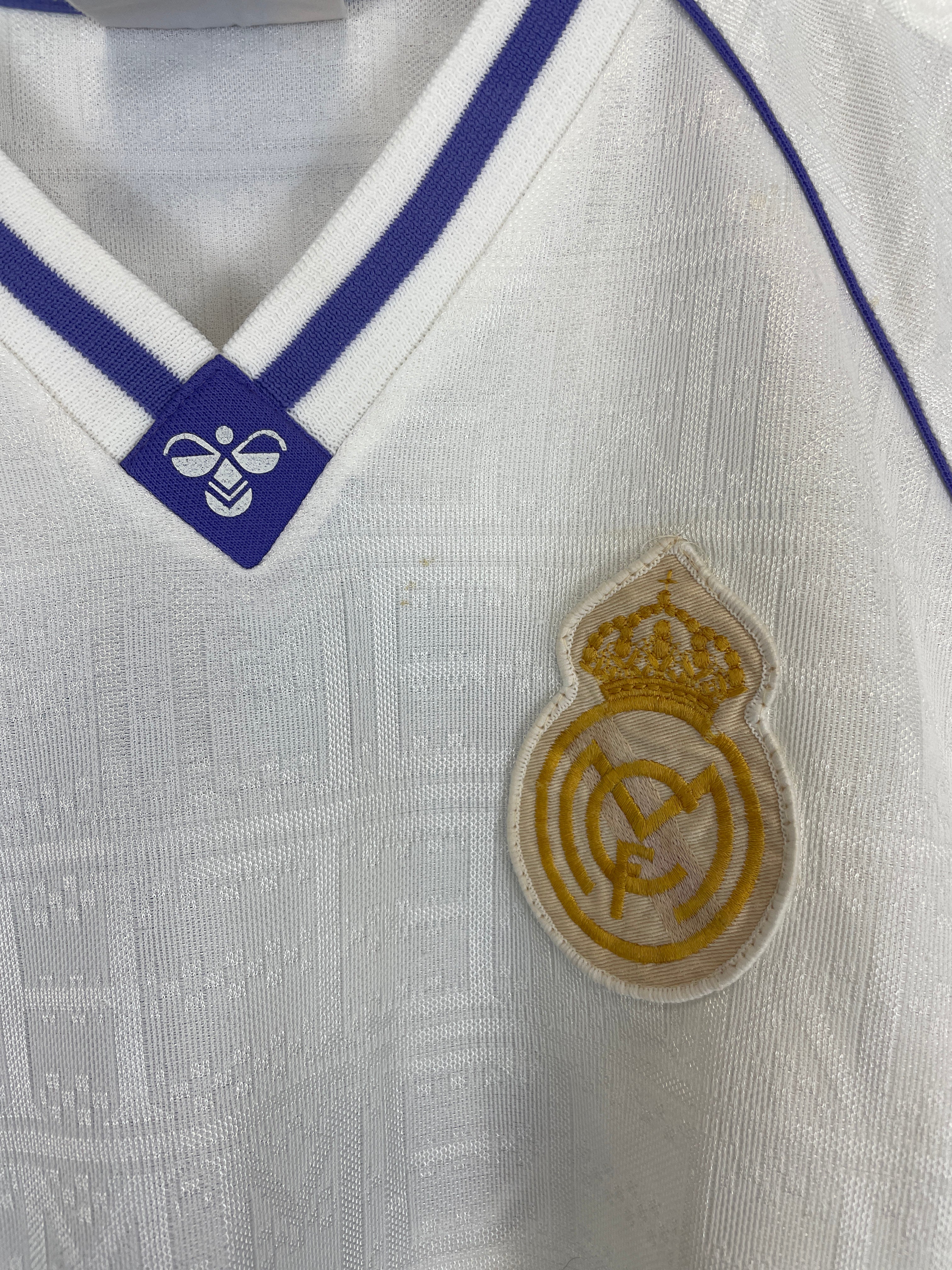 Shop 1990/91 REAL MADRID #9 HOME SHIRT (XL) HUMMEL, classic football shirts, vintage football shirts & retro soccer jerseys at Cult Kits