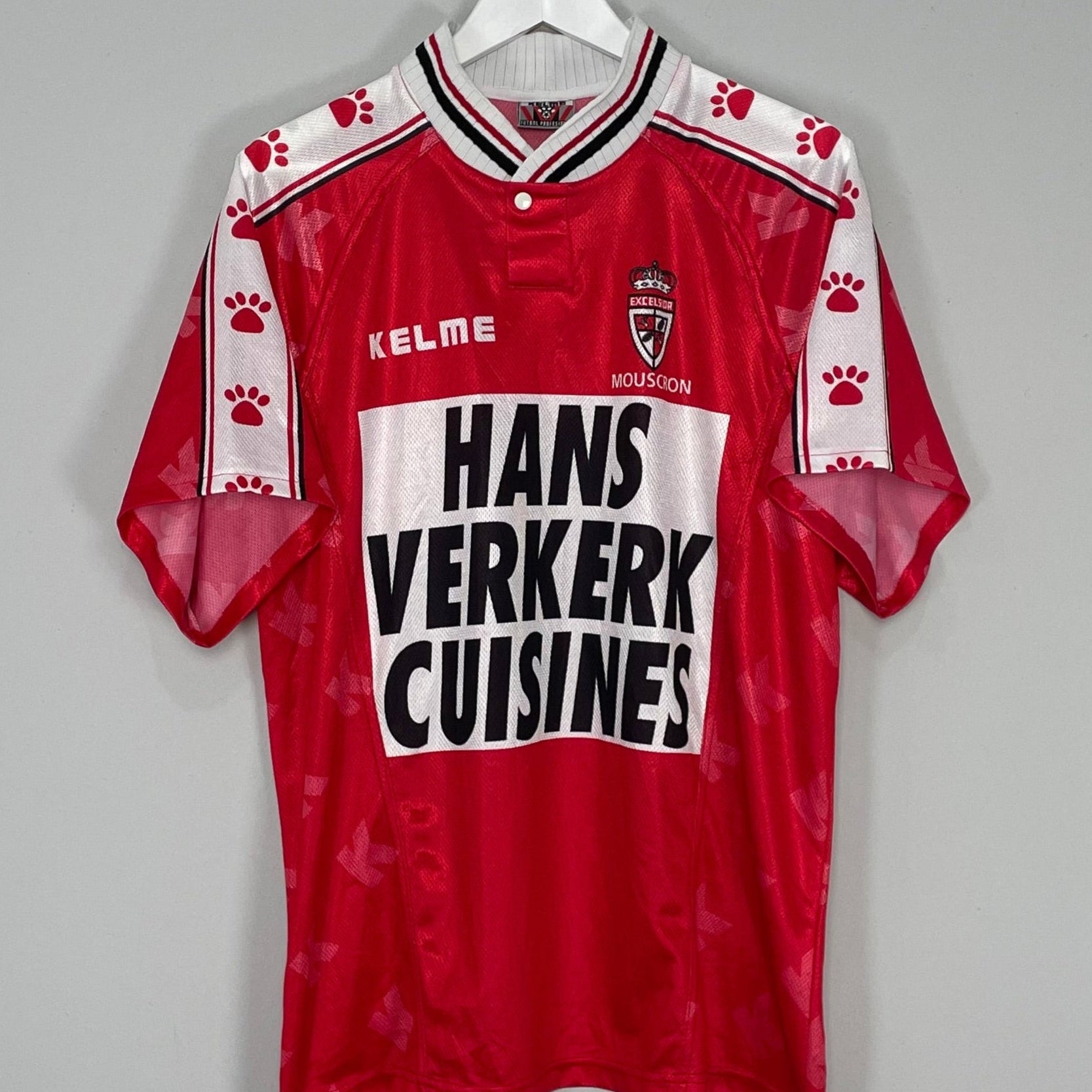 Shop 1998/99 ROYAL EXCEL MOUSCRON #13 HOME SHIRT (L) KELME, classic football shirts, vintage football shirts & retro soccer jerseys at Cult Kits