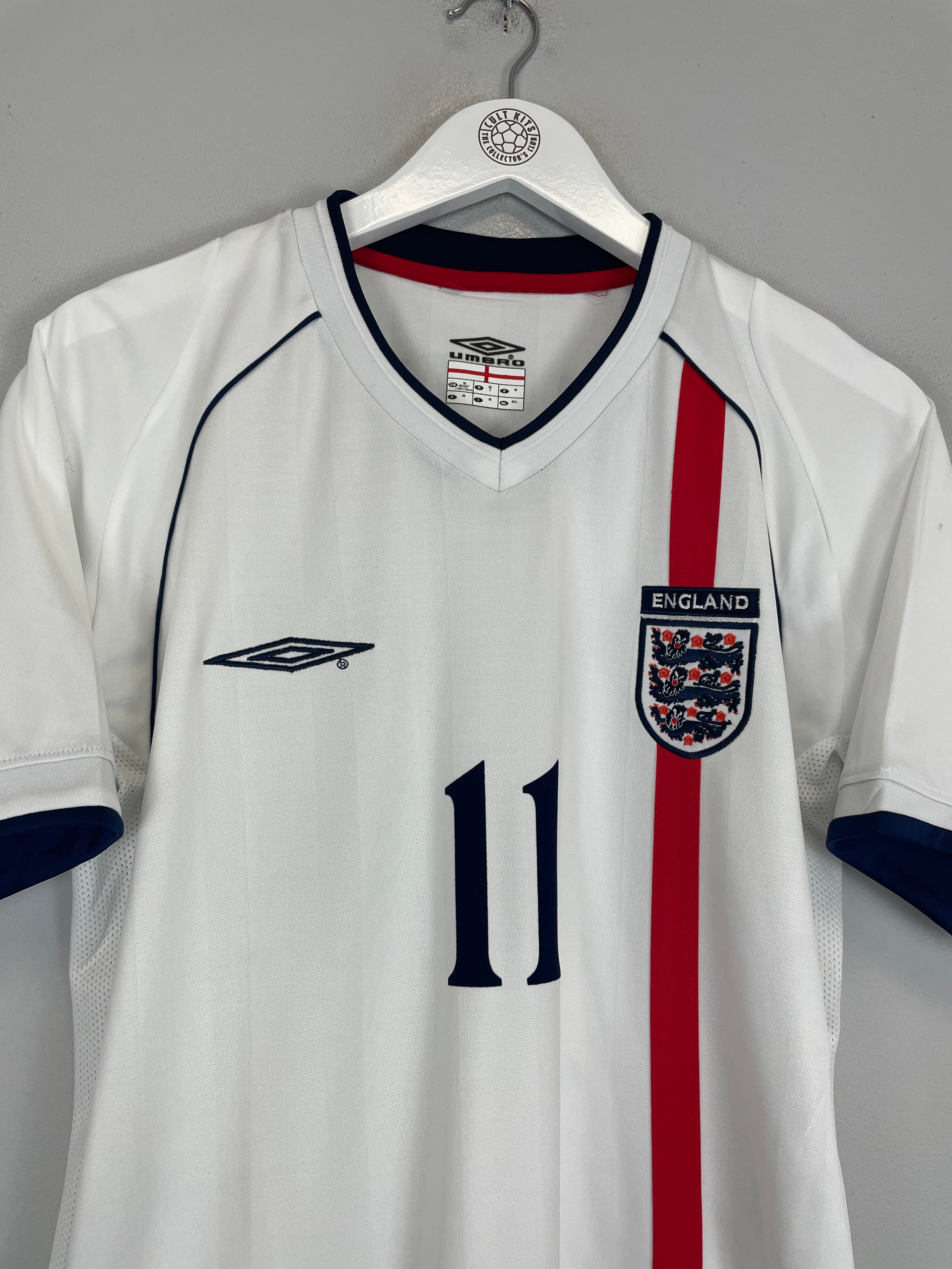 Shop 2001/03 ENGLAND HESKEY #11 HOME SHIRT (M) UMBRO, classic football shirts, vintage football shirts & retro soccer jerseys at Cult Kits