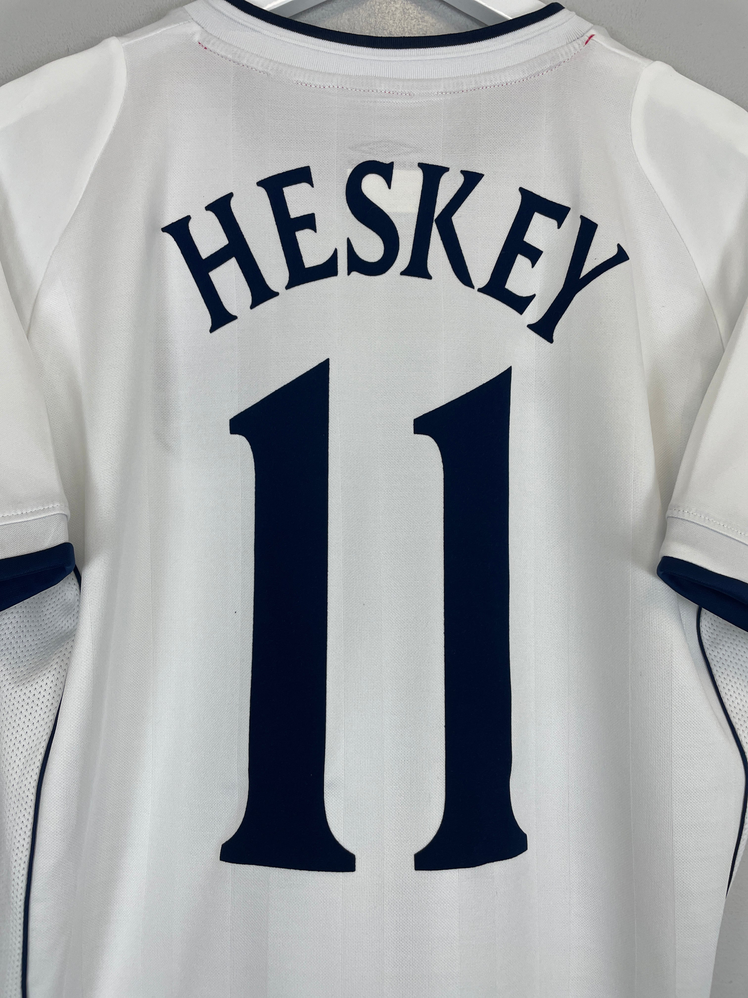 Shop 2001/03 ENGLAND HESKEY #11 HOME SHIRT (M) UMBRO, classic football shirts, vintage football shirts & retro soccer jerseys at Cult Kits