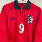 Shop 1999/01 ENGLAND SHEARER #9 AWAY SHIRT (XXL) UMBRO, classic football shirts, vintage football shirts & retro soccer jerseys at Cult Kits