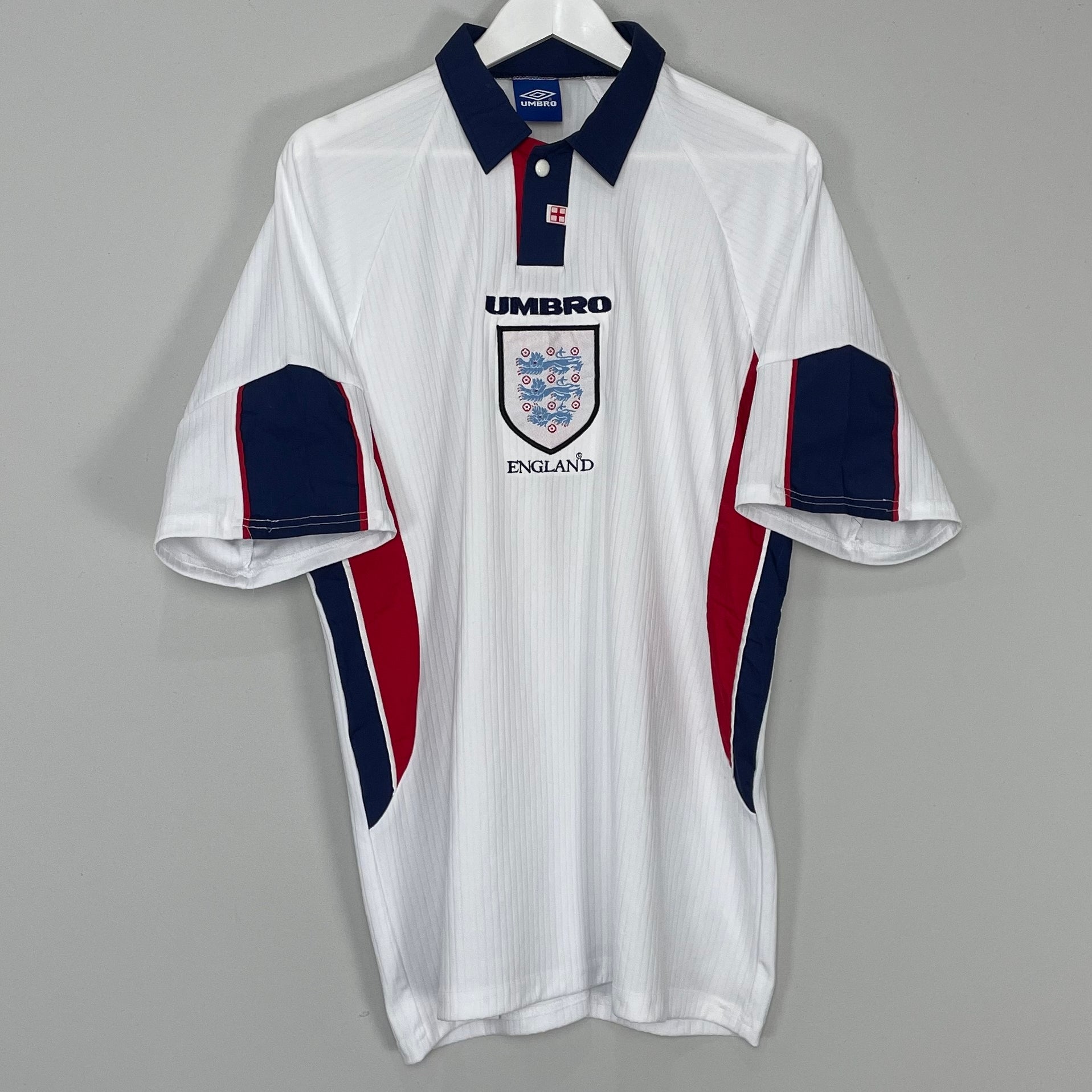 Shop 1997/99 ENGLAND HOME SHIRT (XL) UMBRO, classic football shirts, vintage football shirts & retro soccer jerseys at Cult Kits