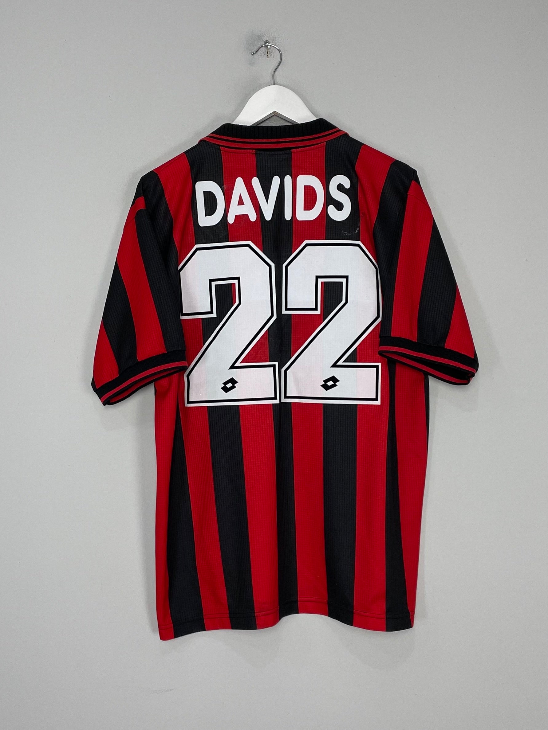 Shop 1997/98 AC MILAN DAVIDS #26 HOME SHIRT (XL) LOTTO, classic football shirts, vintage football shirts & retro soccer jerseys at Cult Kits