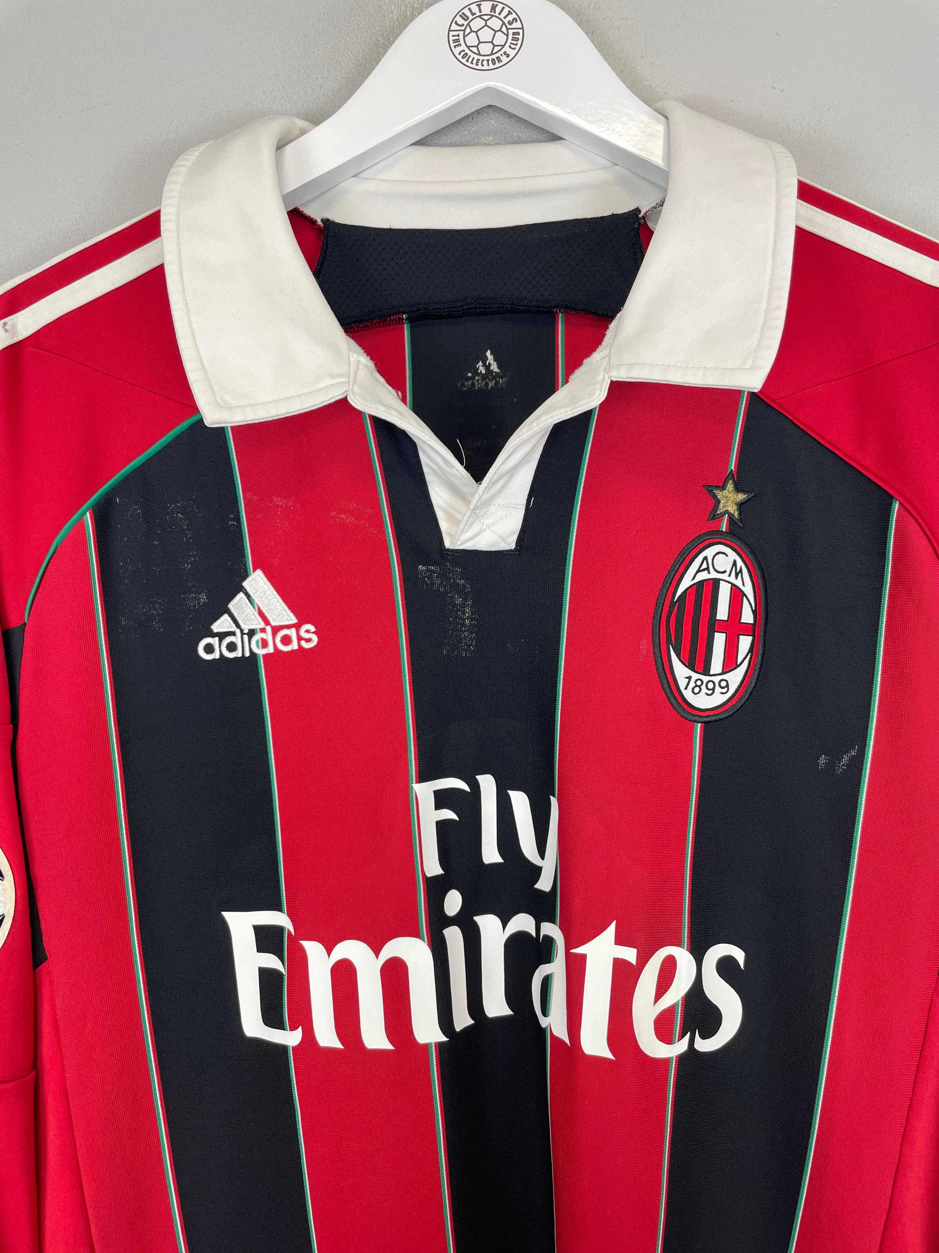 Shop 2012/13 AC MILAN ROBINHO #7 L/S C/L HOME SHIRT (L) ADIDAS, classic football shirts, vintage football shirts & retro soccer jerseys at Cult Kits