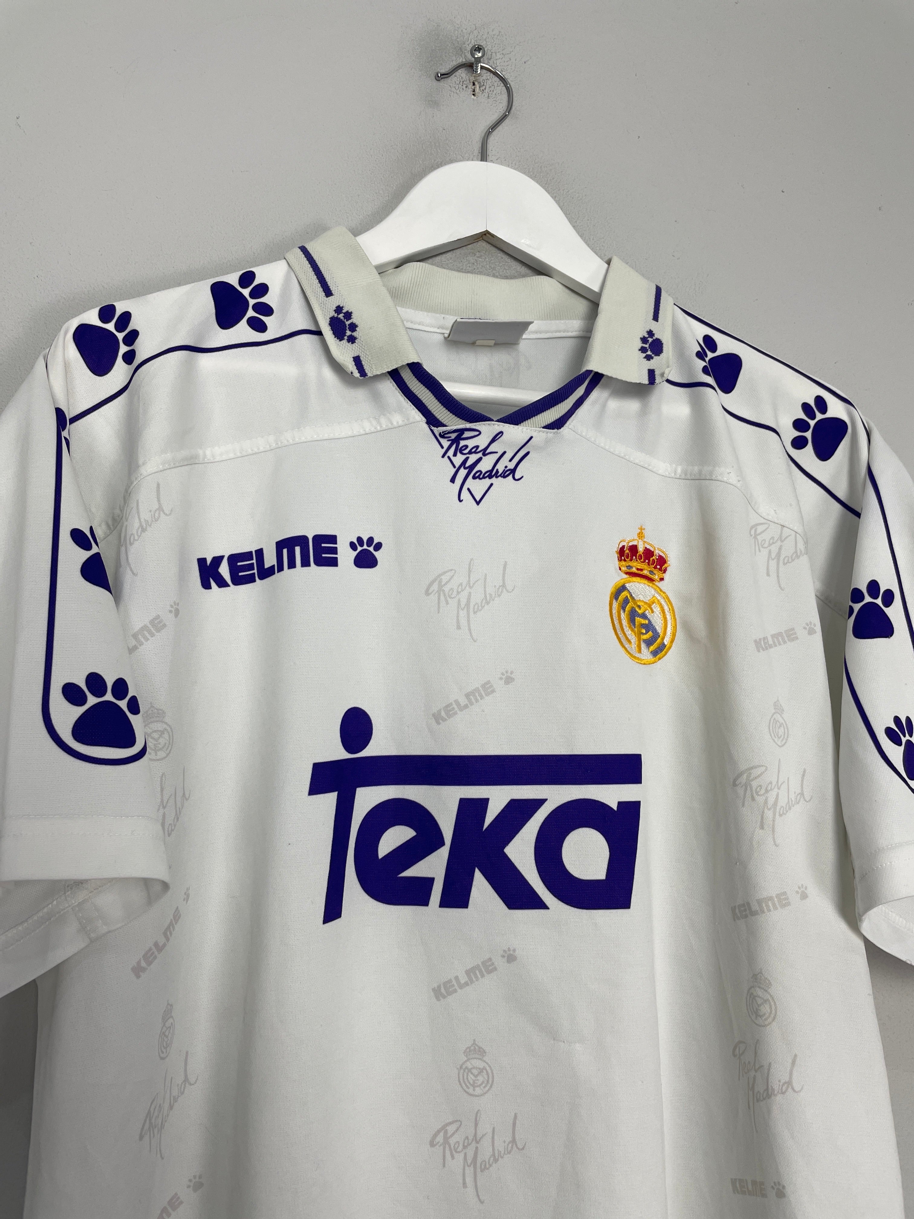 Shop 1994/96 REAL MADRID HOME SHIRT (L) KELME, classic football shirts, vintage football shirts & retro soccer jerseys at Cult Kits