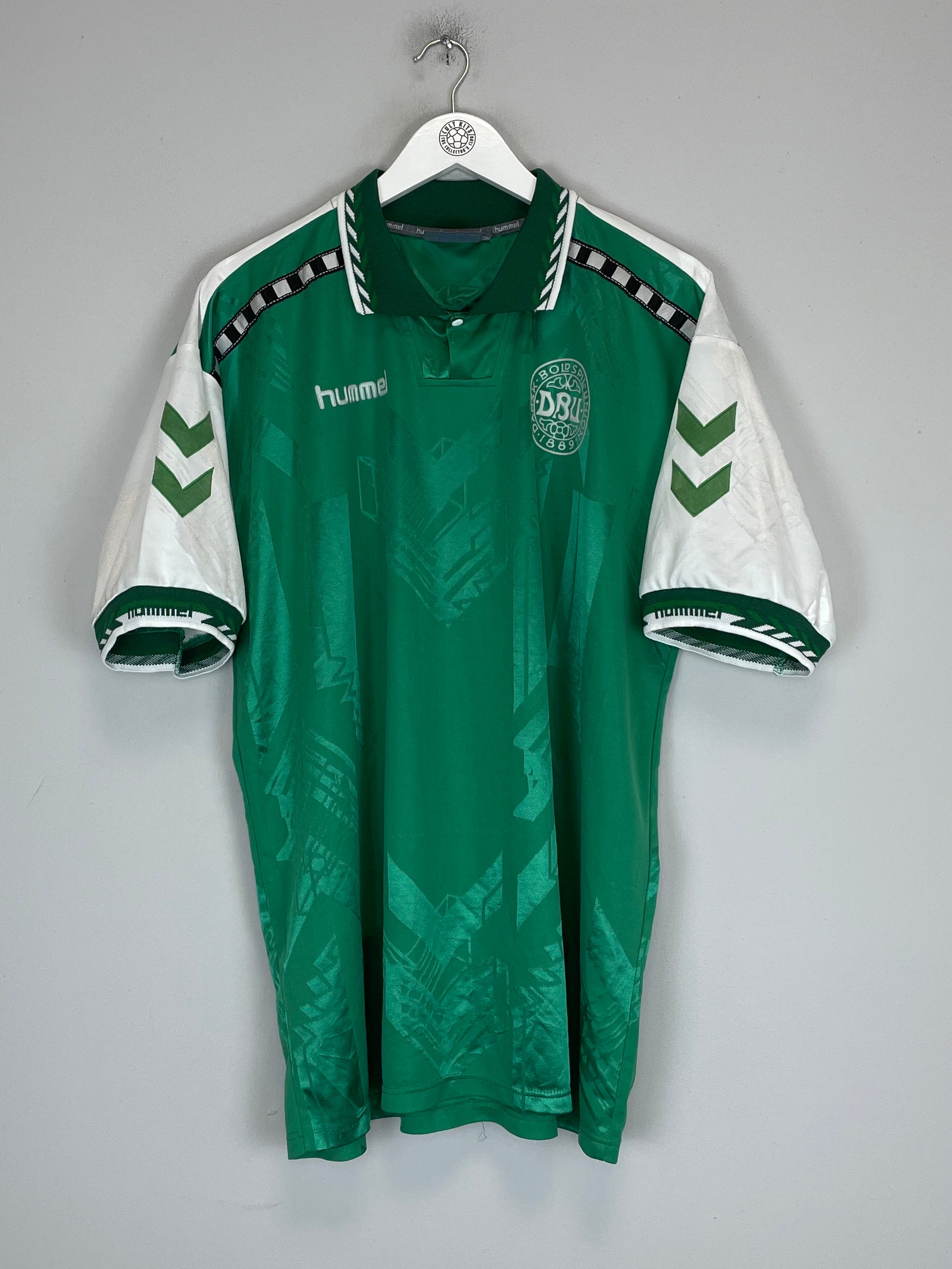 Shop 1996 DENMARK FOURTH SHIRT (XXL) HUMMEL, classic football shirts, vintage football shirts & retro soccer jerseys at Cult Kits