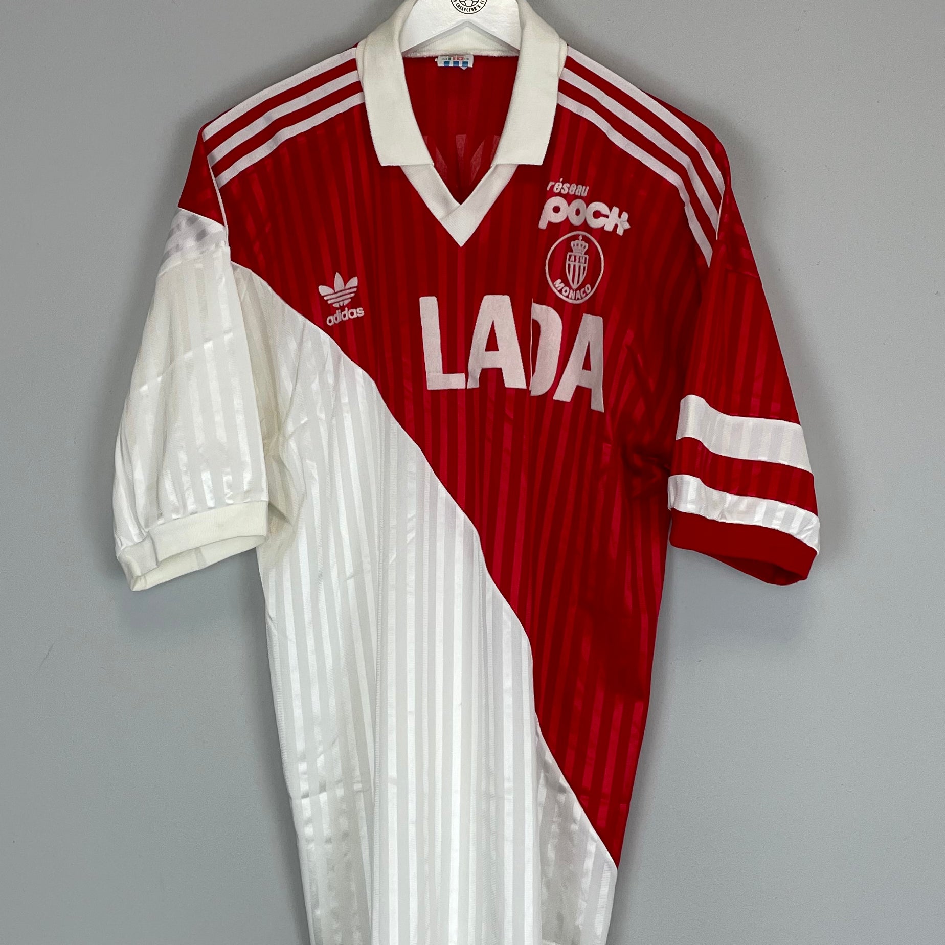Shop 1990/91 MONACO HOME SHIRT (L) ADIDAS, classic football shirts, vintage football shirts & retro soccer jerseys at Cult Kits