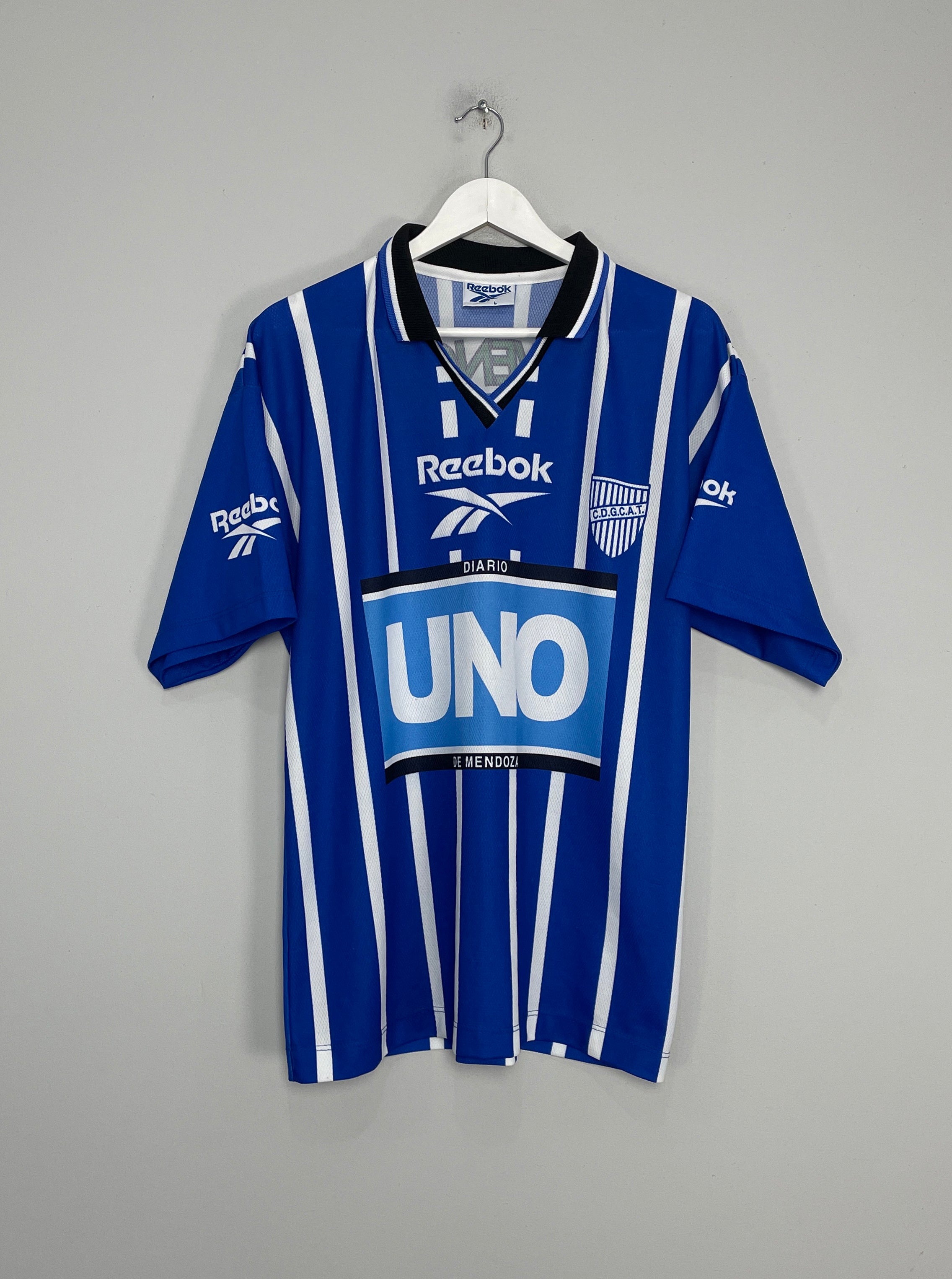 Shop 1996/97 GODOY CRUZ HOME SHIRT (L) REEBOK, classic football shirts, vintage football shirts & retro soccer jerseys at Cult Kits